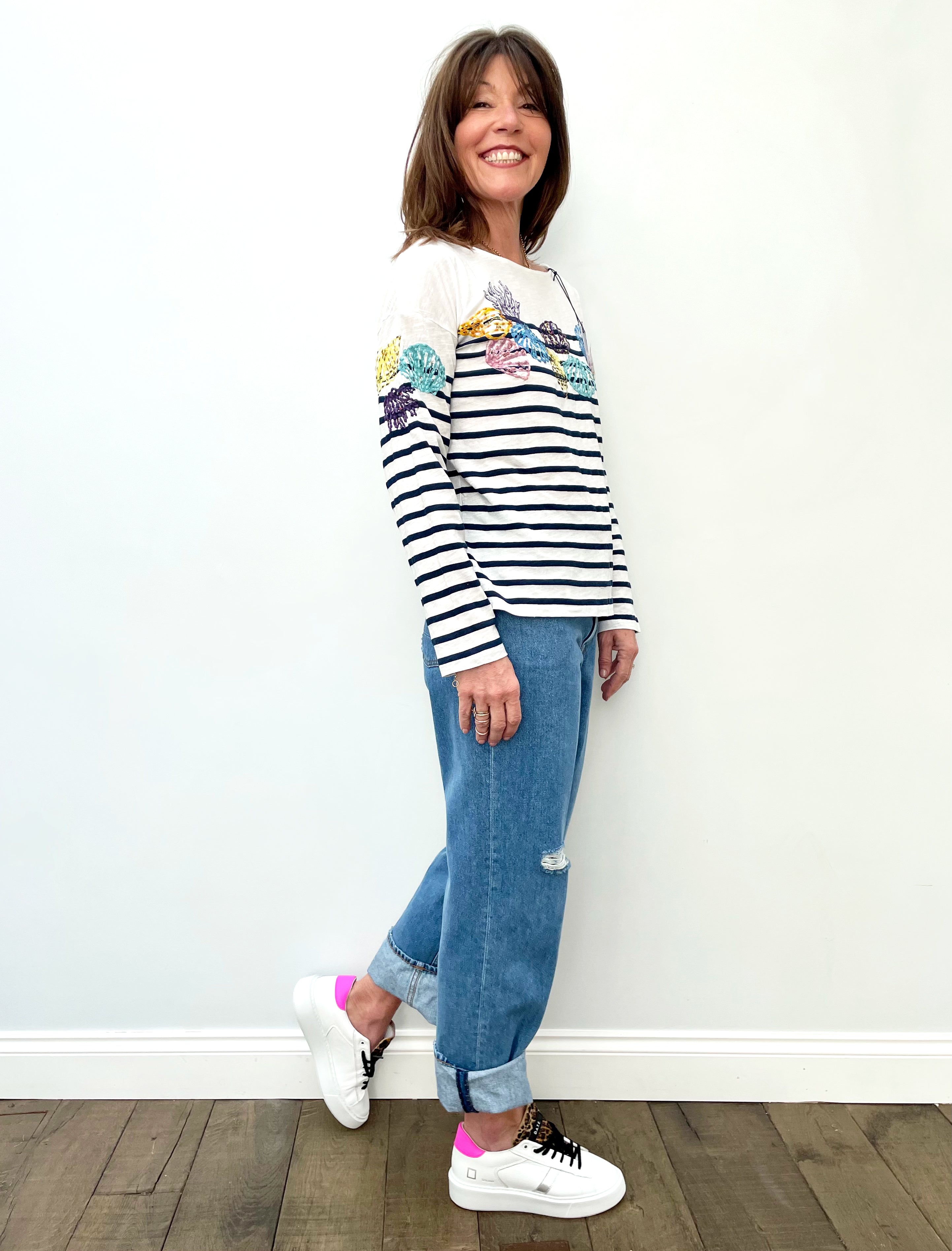 L&H Thilla Striped Shell Top in Blue