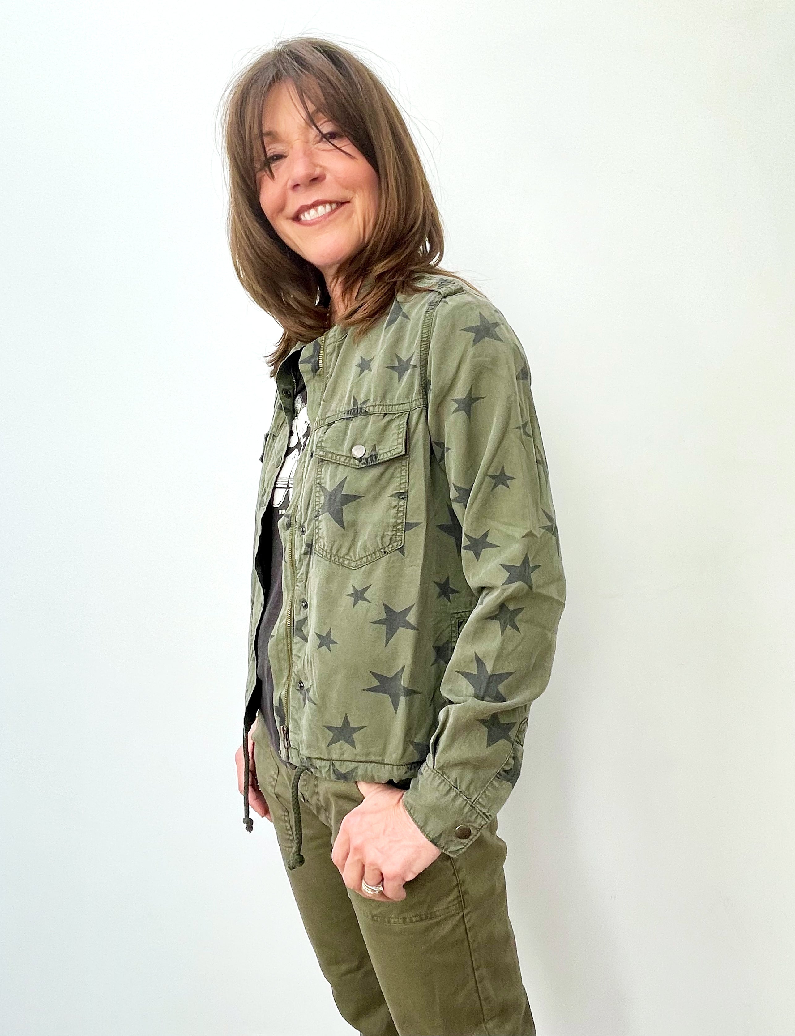 FIVE Bella Jacket with Stars in Khaki