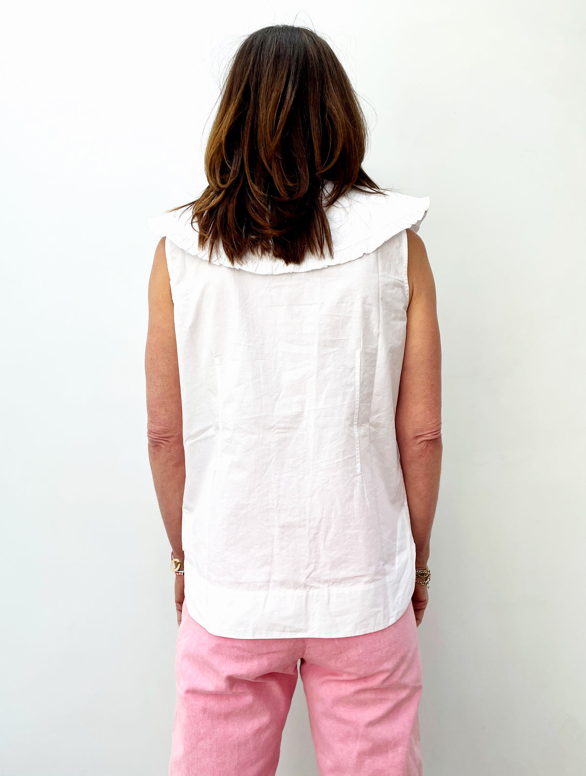 GANNI F4715 Cotton SL Top in White