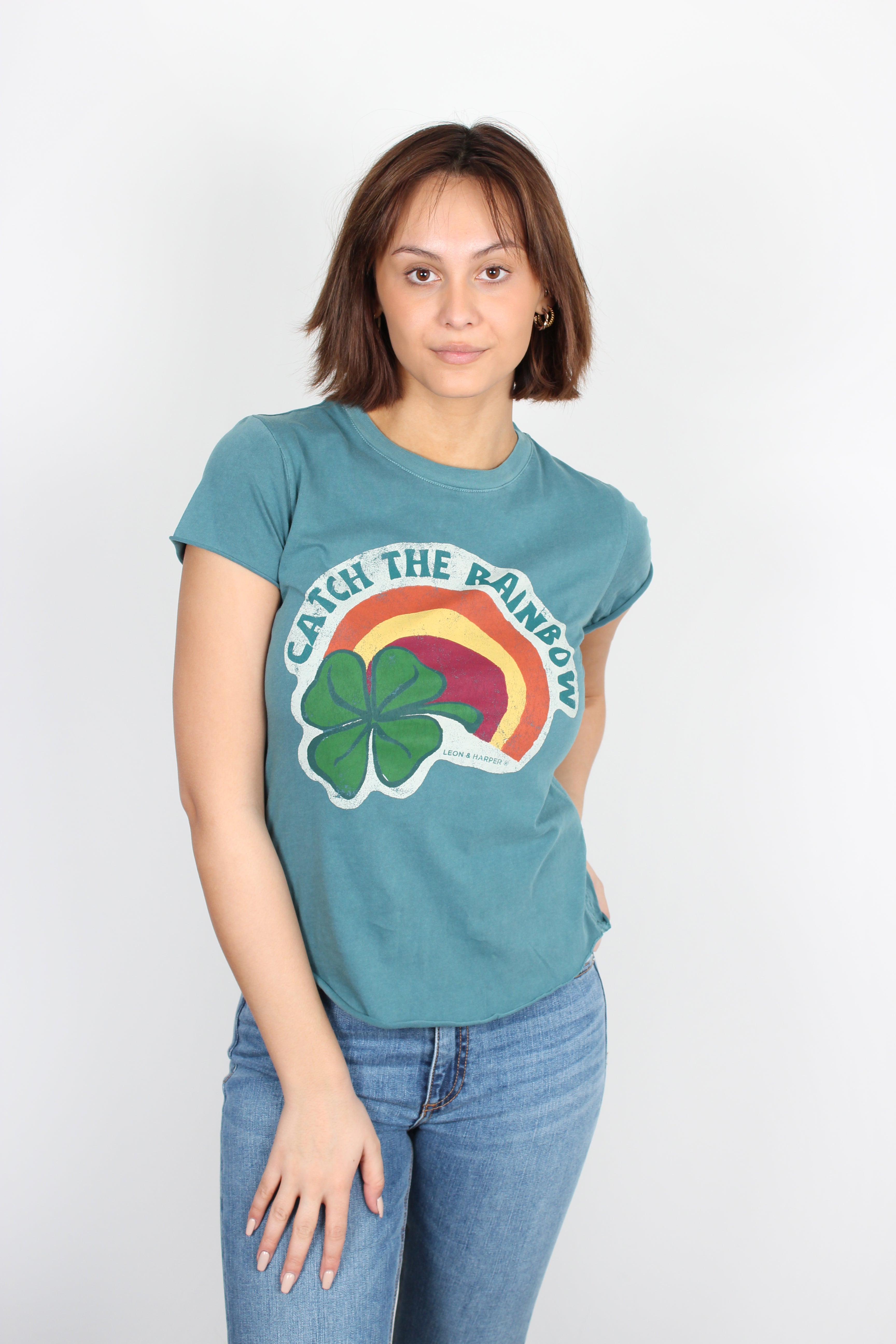 Leon & Harper Toro petrol cotton T-shirt