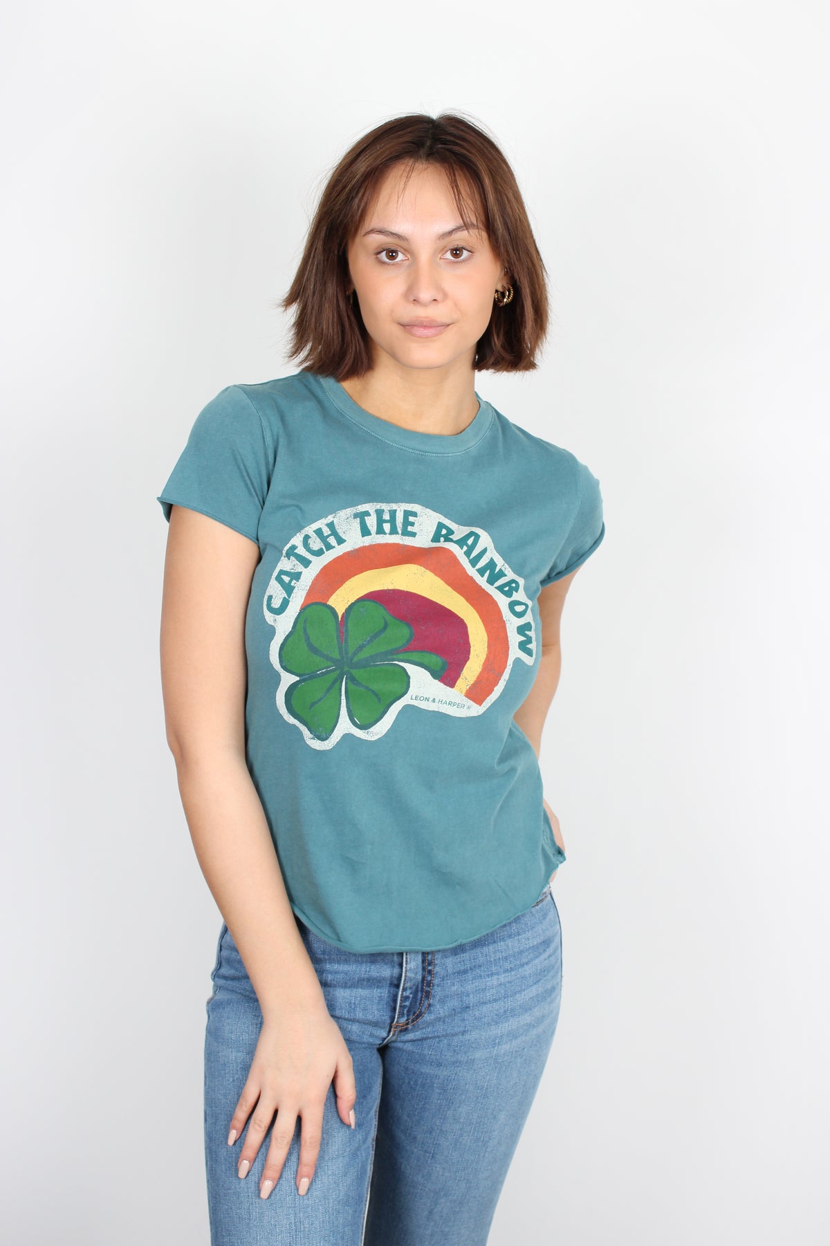 Leon & Harper Toro petrol cotton T-shirt