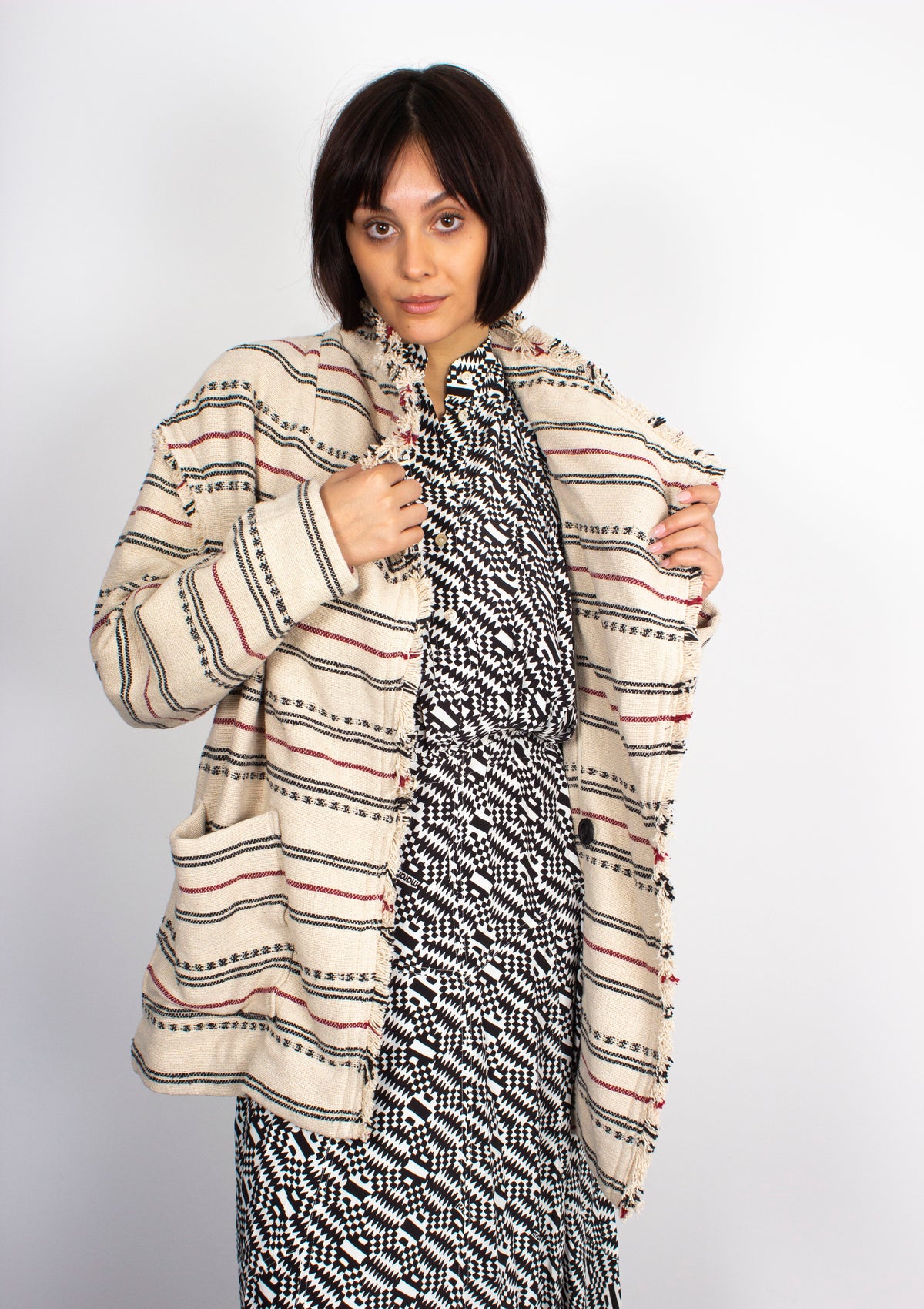 IM Josialo Jacquard Jacket in Ecru