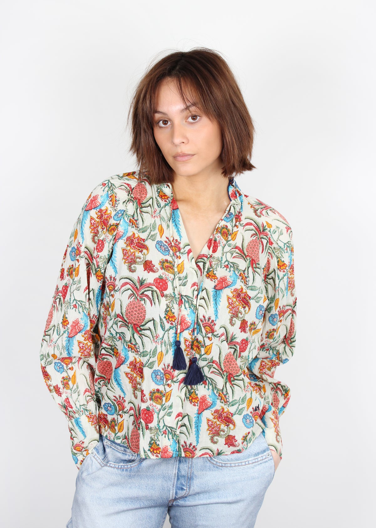 Leon & Harper Caris ananas printed cotton shirt