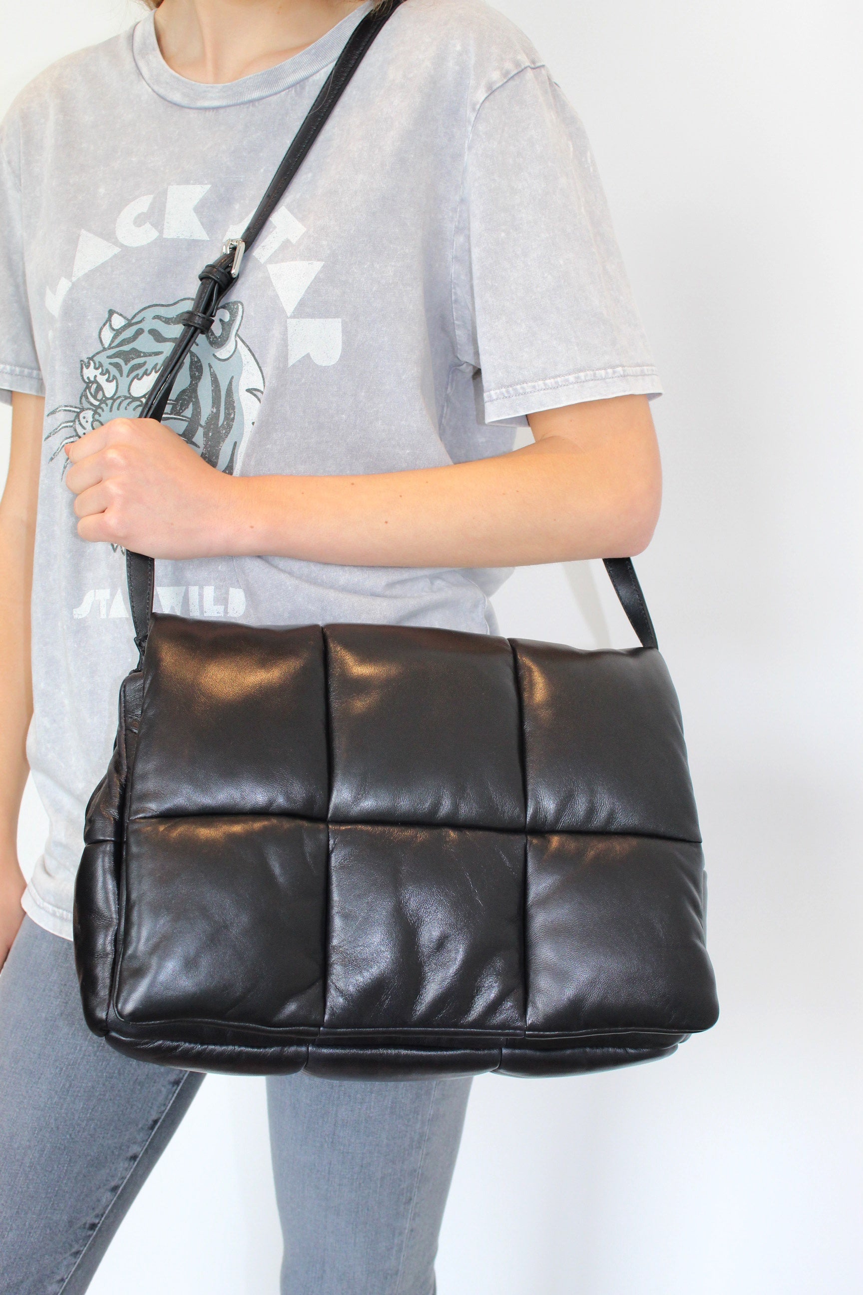 STAND Wanda Clutch Bag in Black