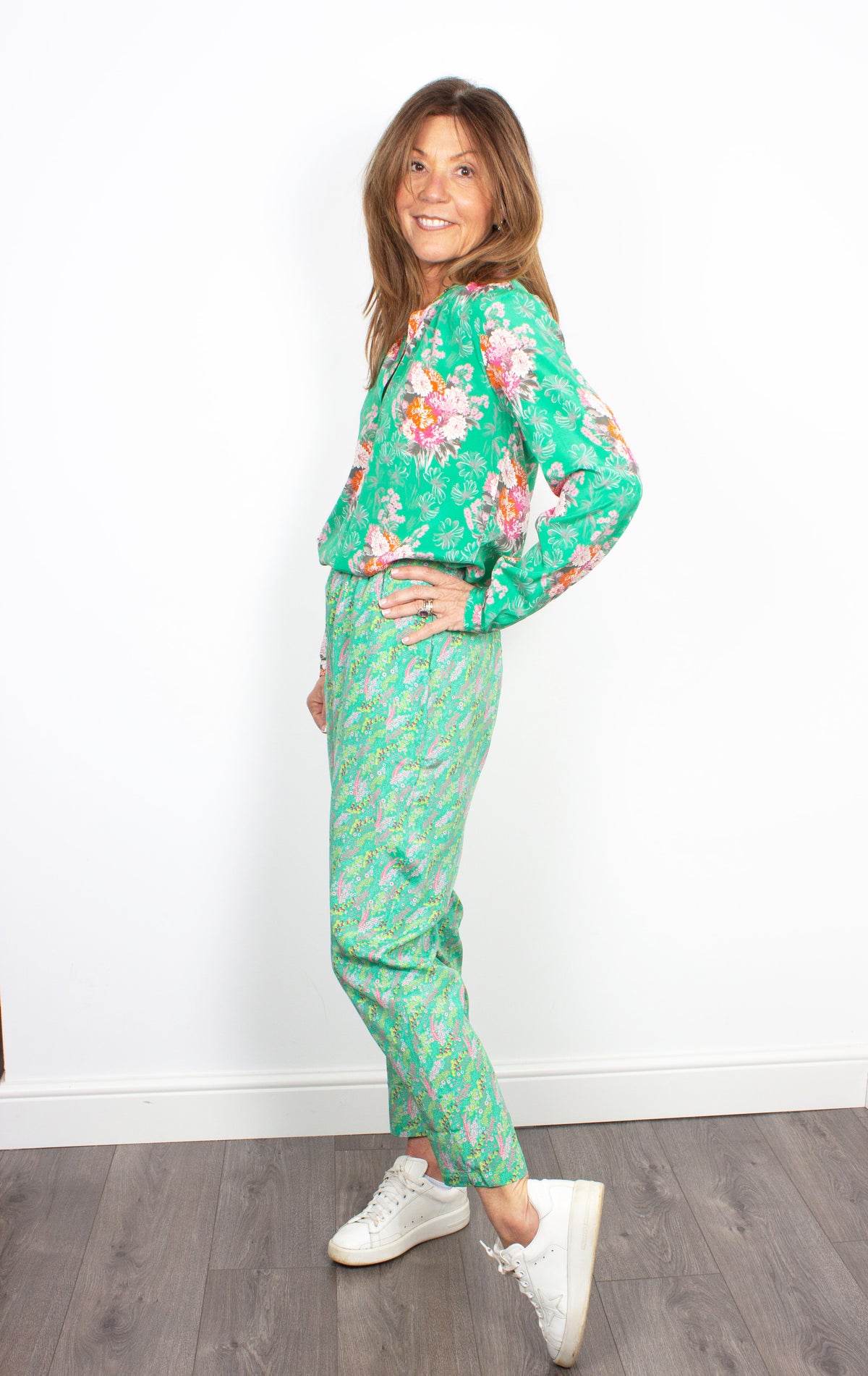 Primrose Park London Sandy bouquet-print silk shirt