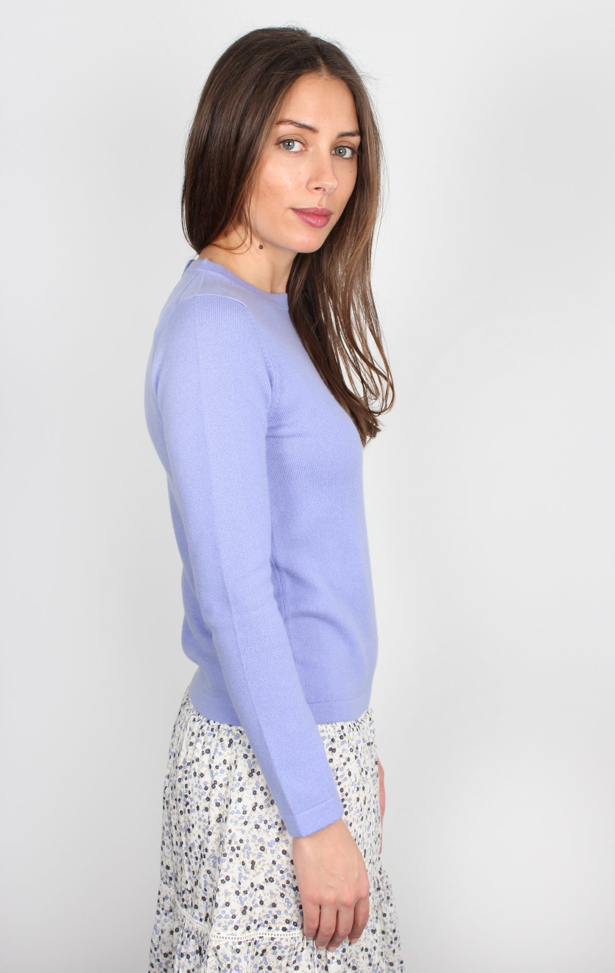 JU Smiley Long Sleeve Sweater in Lavandula