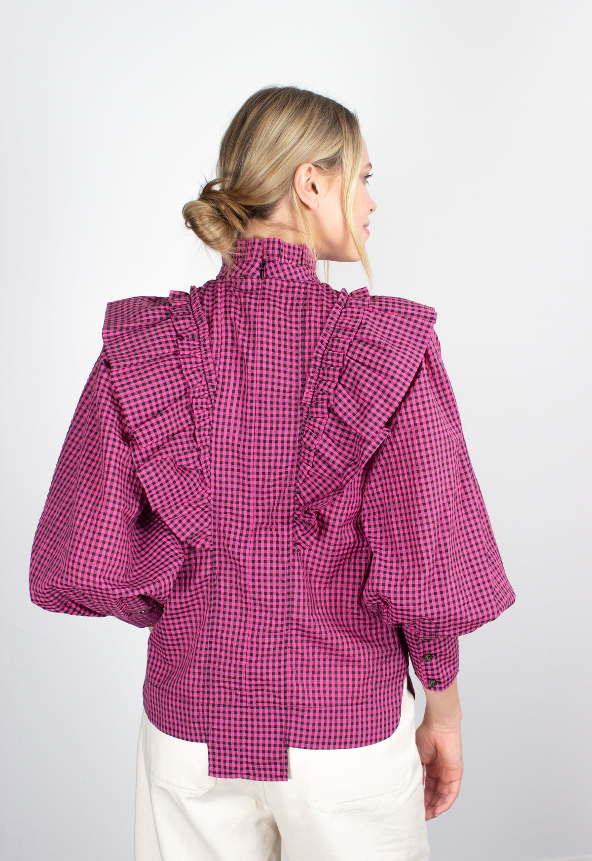 GANNI F6711 Ruffle Collar Blouse in Rose