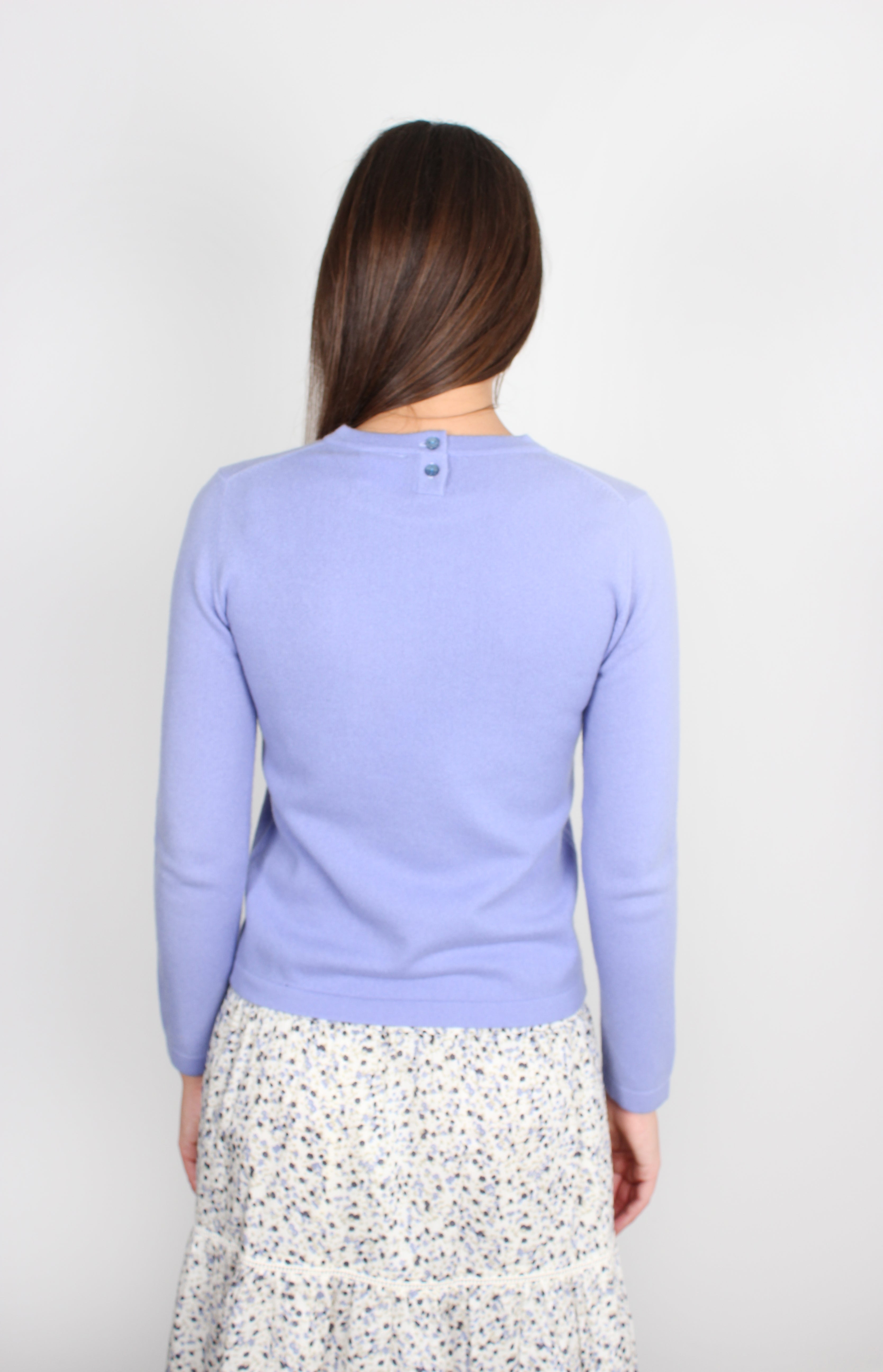 JU Smiley Long Sleeve Sweater in Lavandula