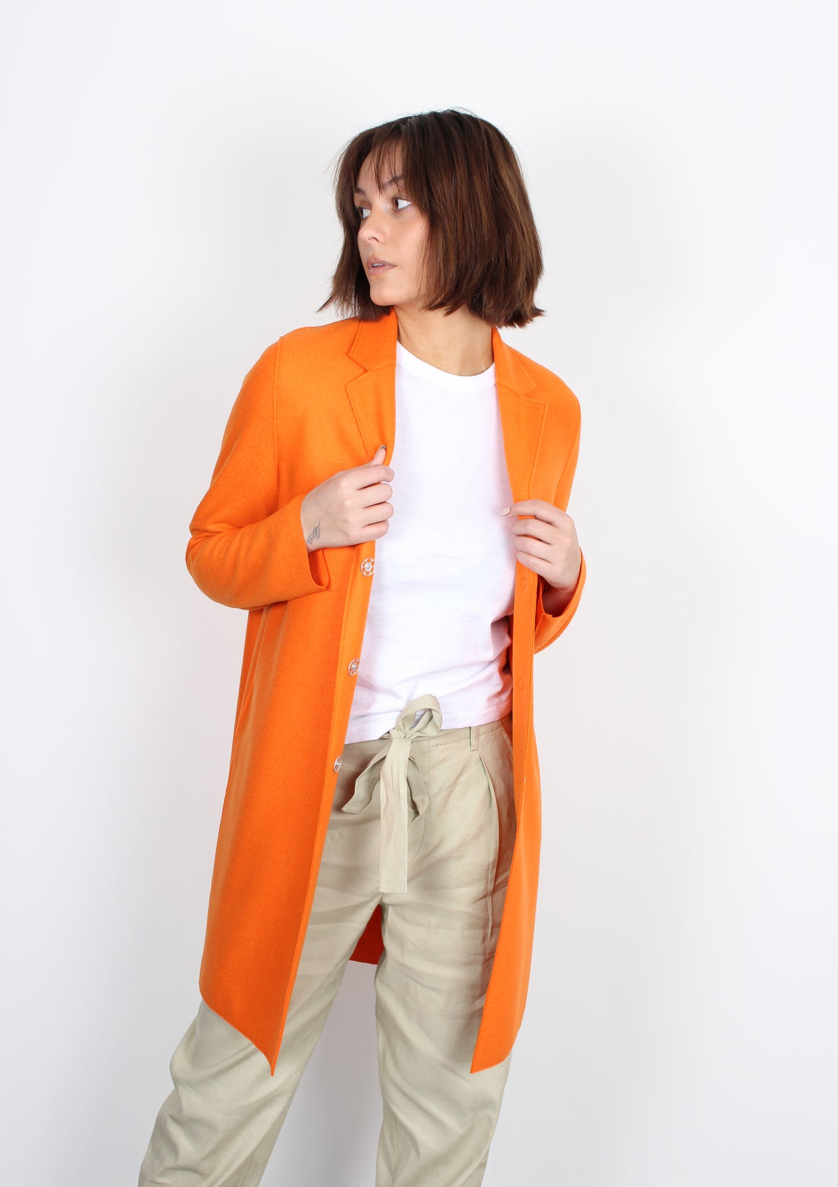 Harris Wharf London A1301 cocoon clementine wool coat