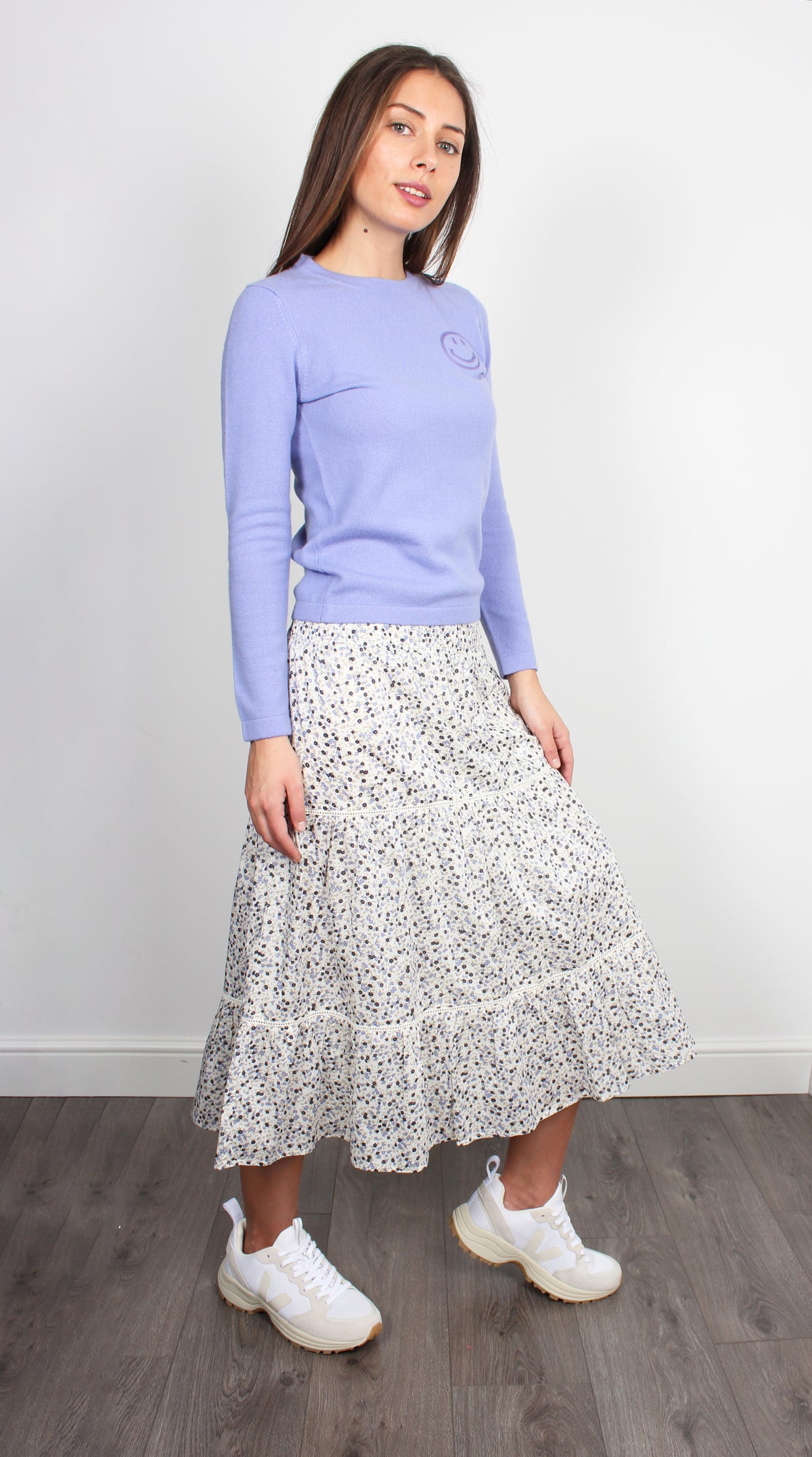 JU Smiley Long Sleeve Sweater in Lavandula