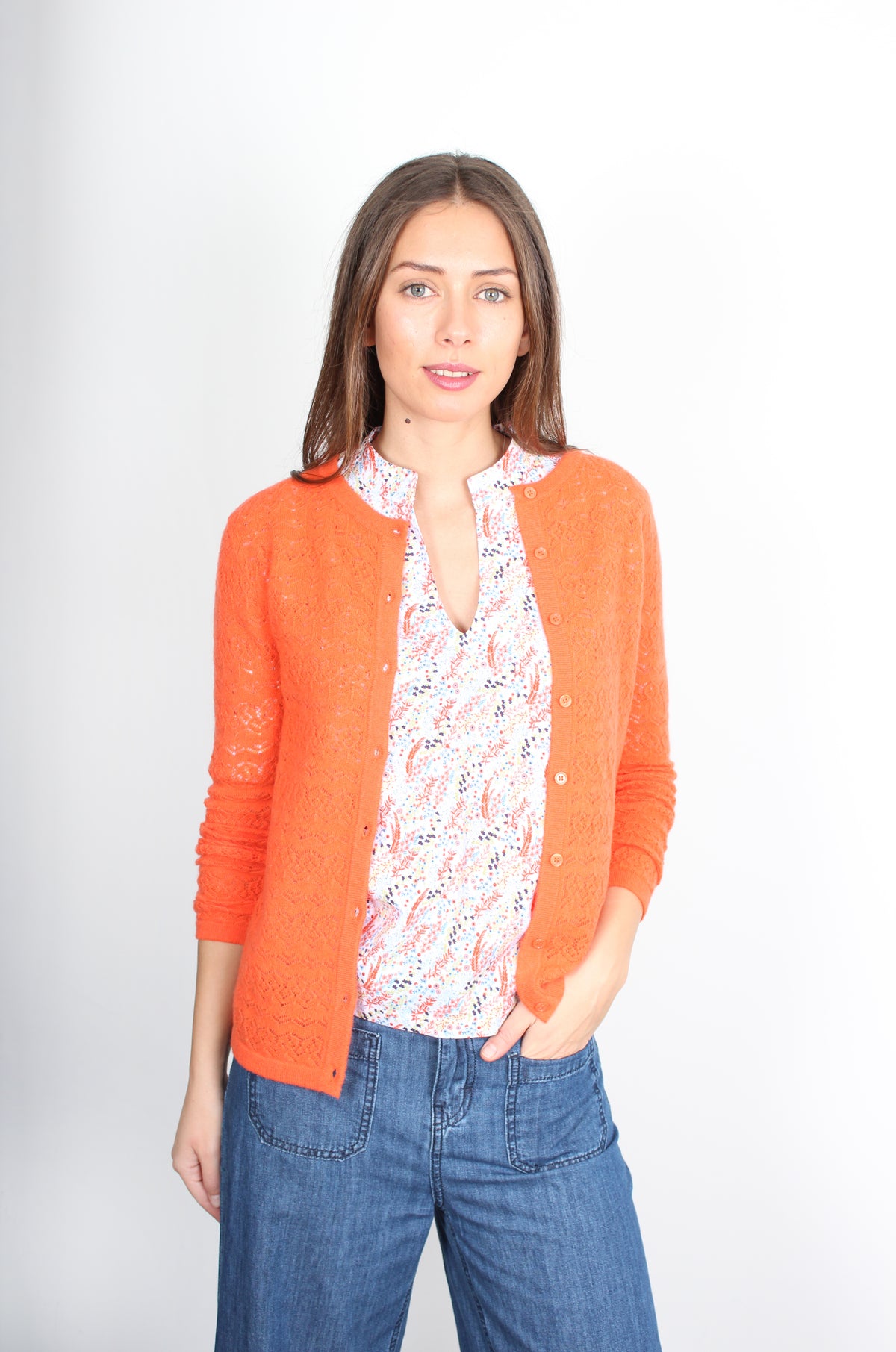 Jumper 1234 lace melon cashmere cardigan