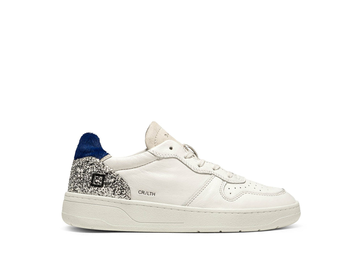 D.A.T.E Court white bluette leather trainers