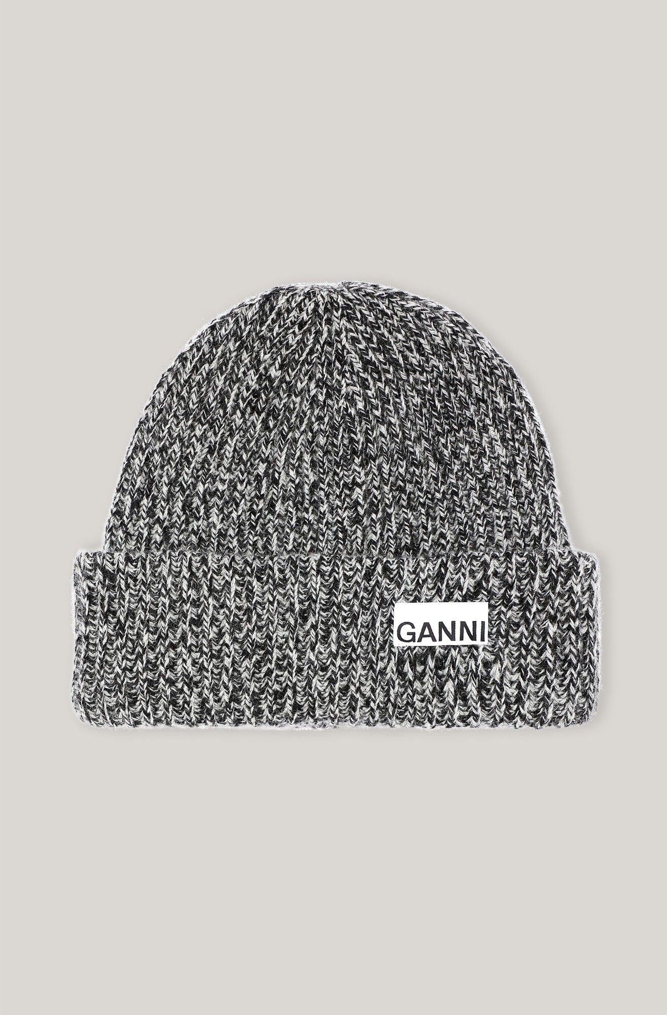 Ganni A3839 egret wool beanie hat