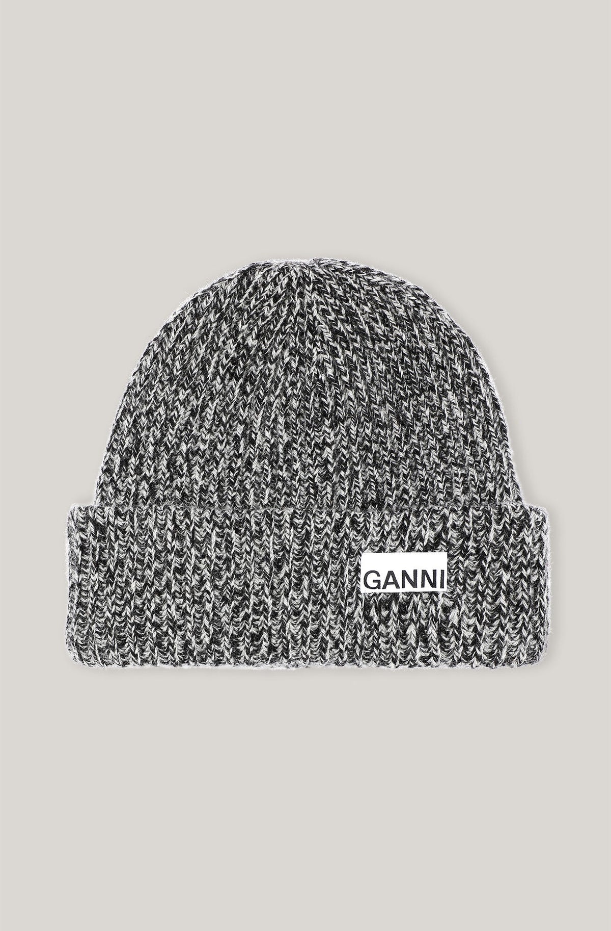 Ganni A3839 egret wool beanie hat