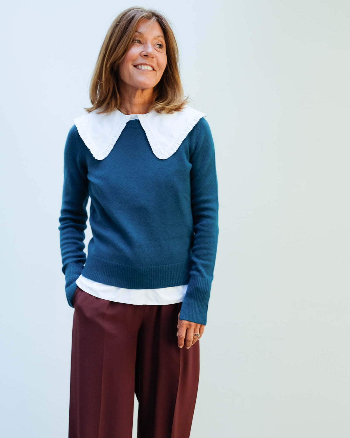 JOSEPH LS pure cashmere knit in petrol