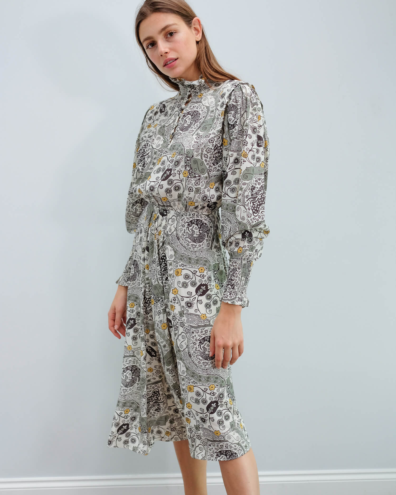 IM Cescott printed dress in ecru