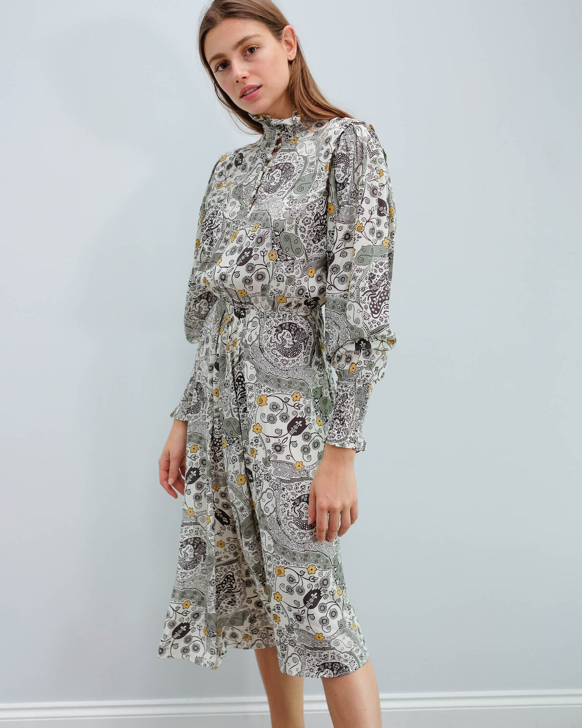 IM Cescott printed dress in ecru