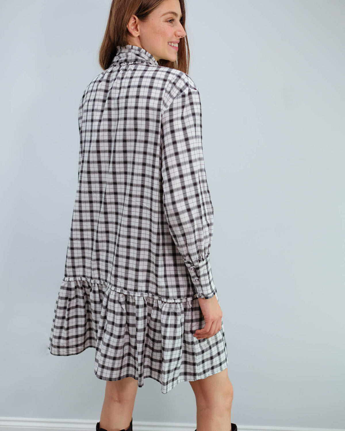 M Jamilla check dress in white
