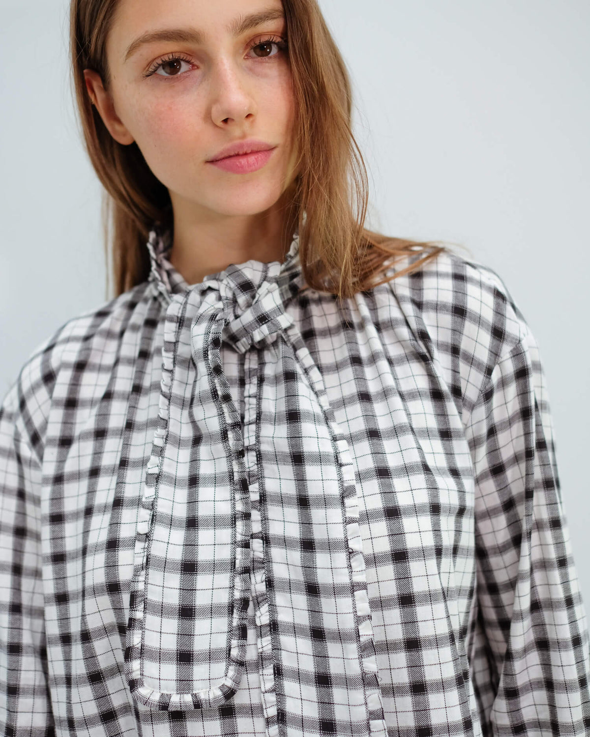 M Jamilla check dress in white