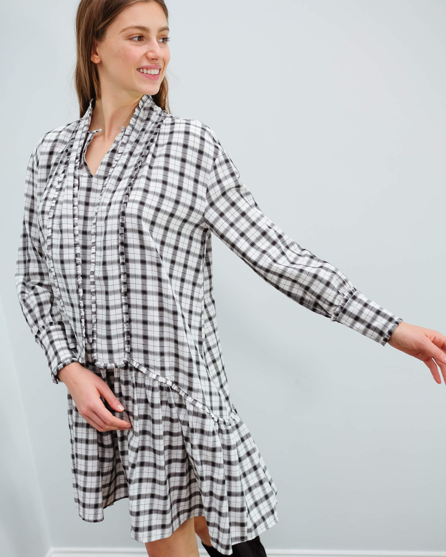 M Jamilla check dress in white