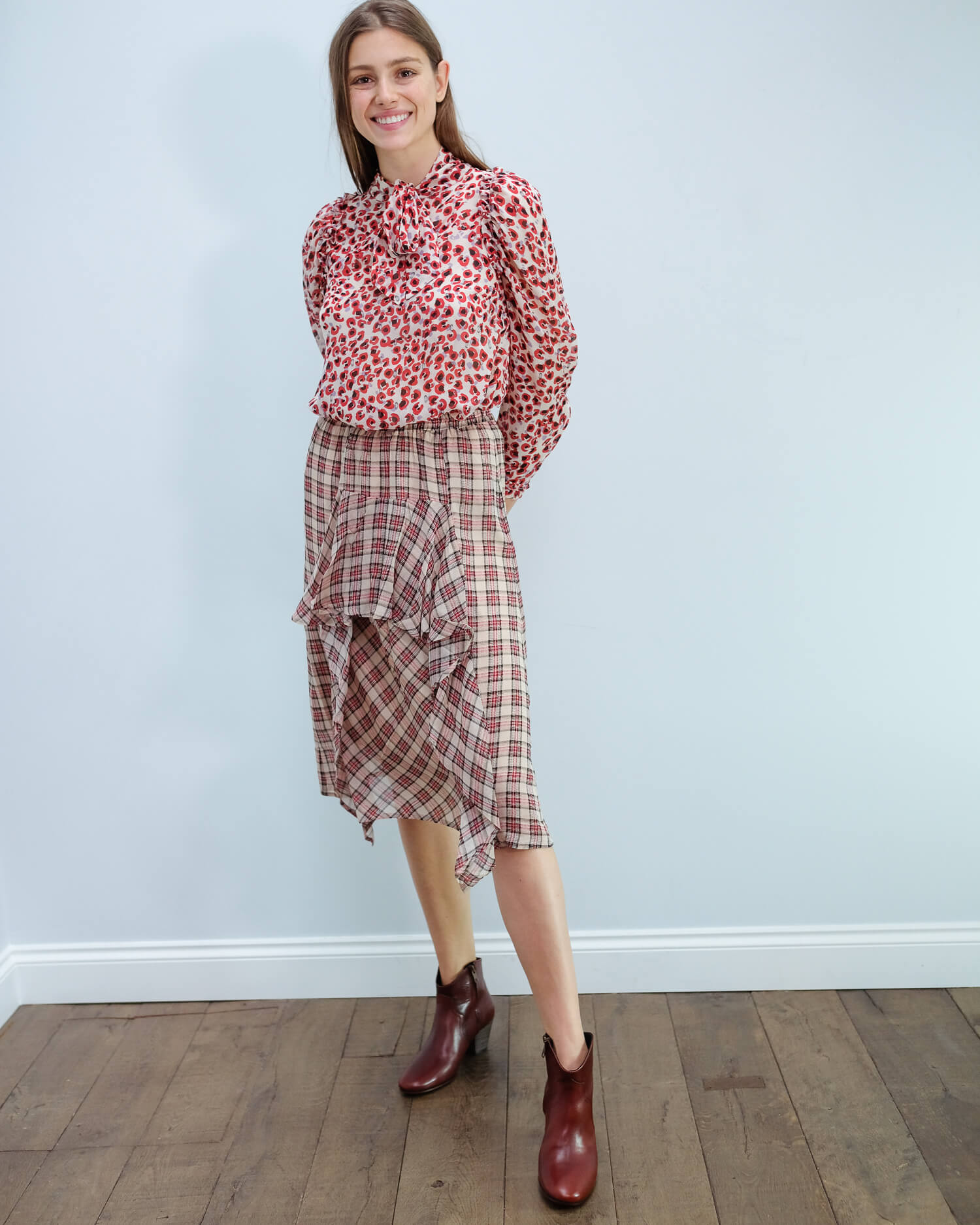 M Jadyn printed top in red