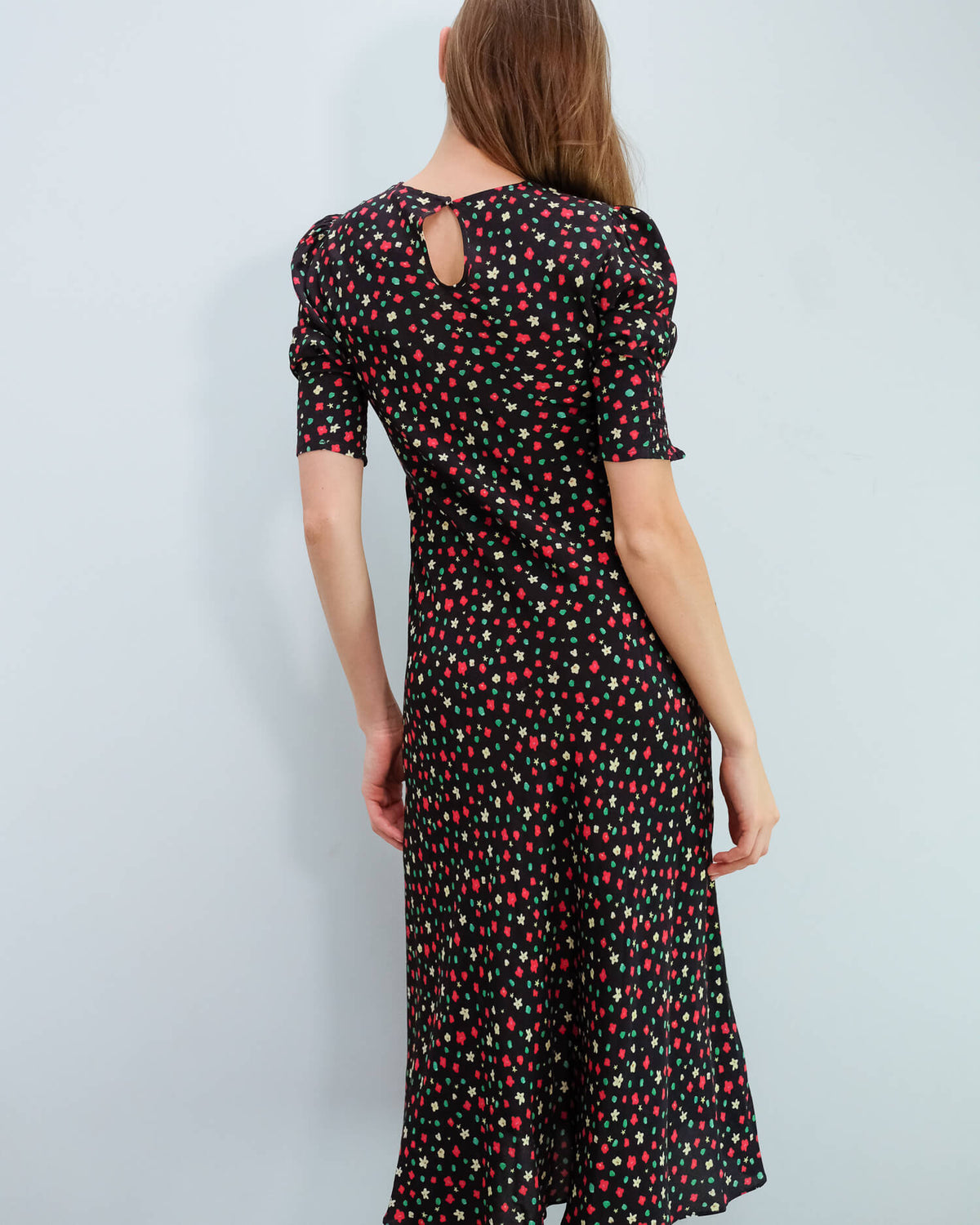 RIXO Jess dress in red green flowers