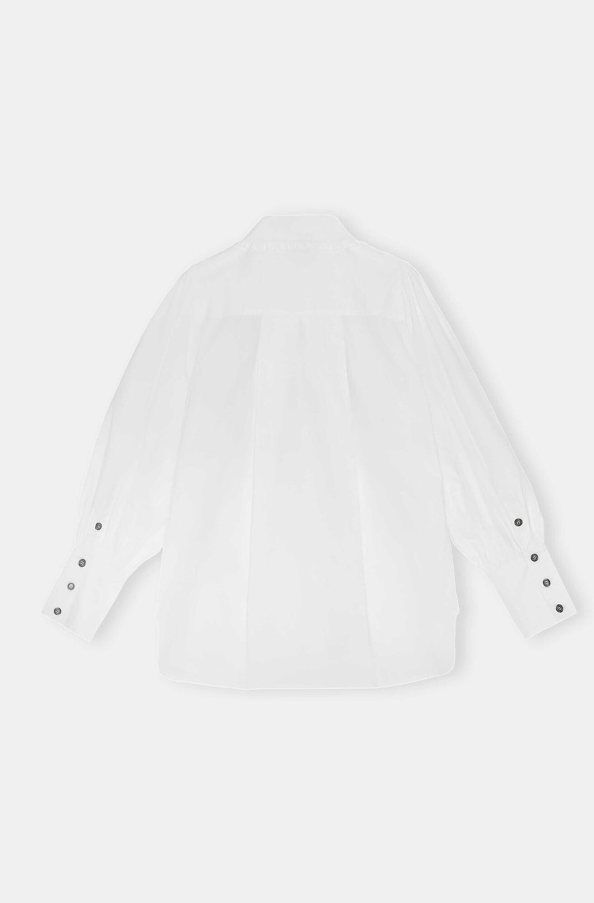 Ganni F7034 Cotton Poplin Long Collar Shirt in White