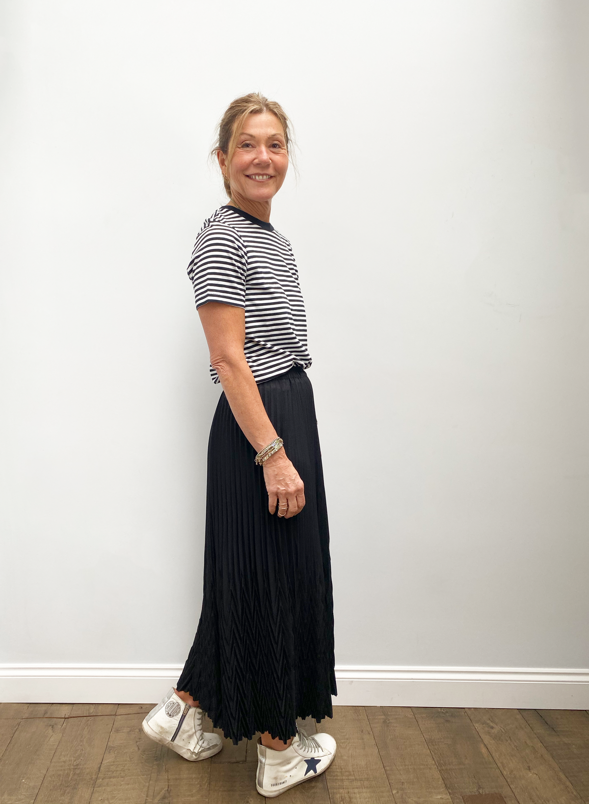 SLF Una midi plisse skirt in black