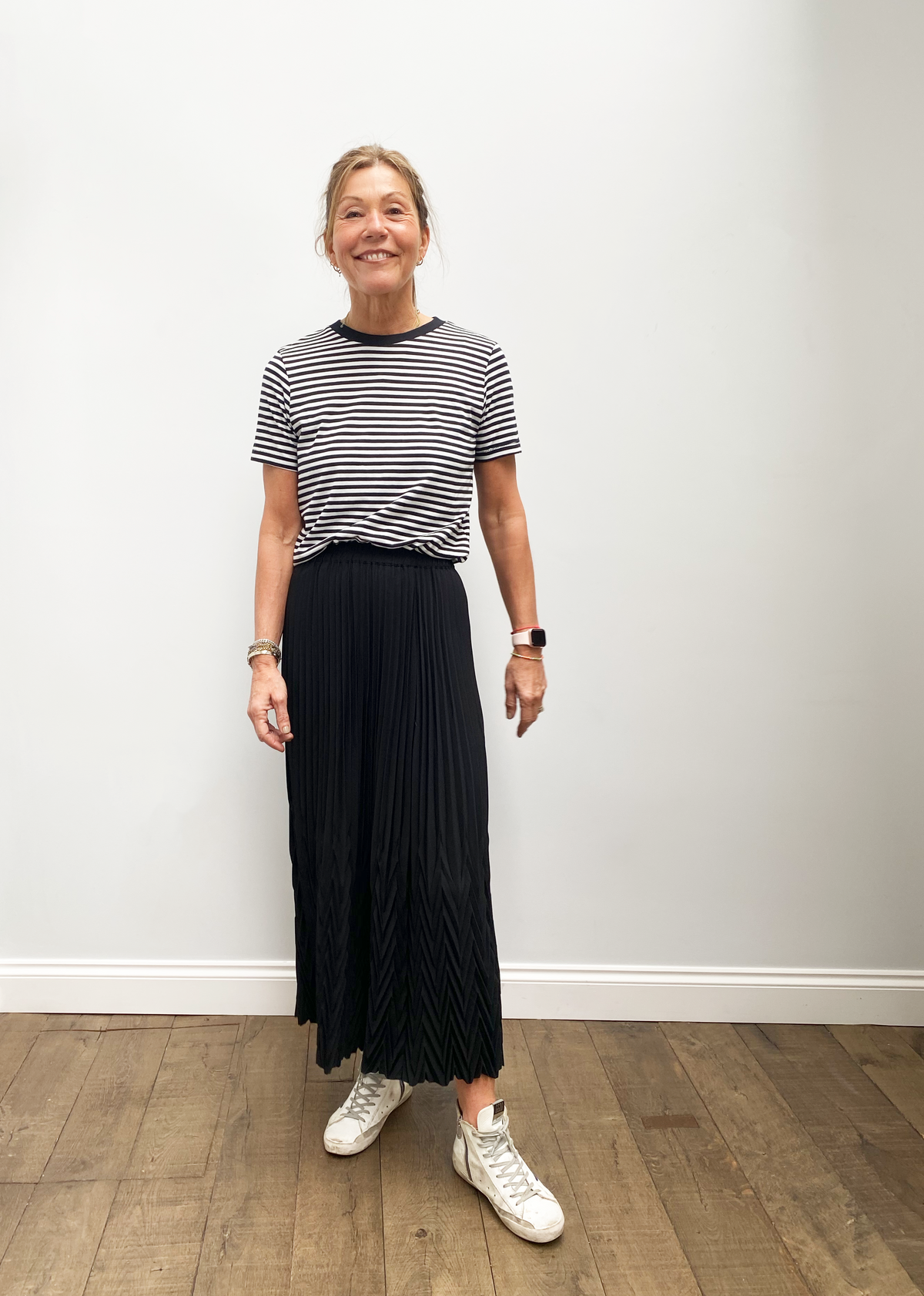 SLF Una midi plisse skirt in black