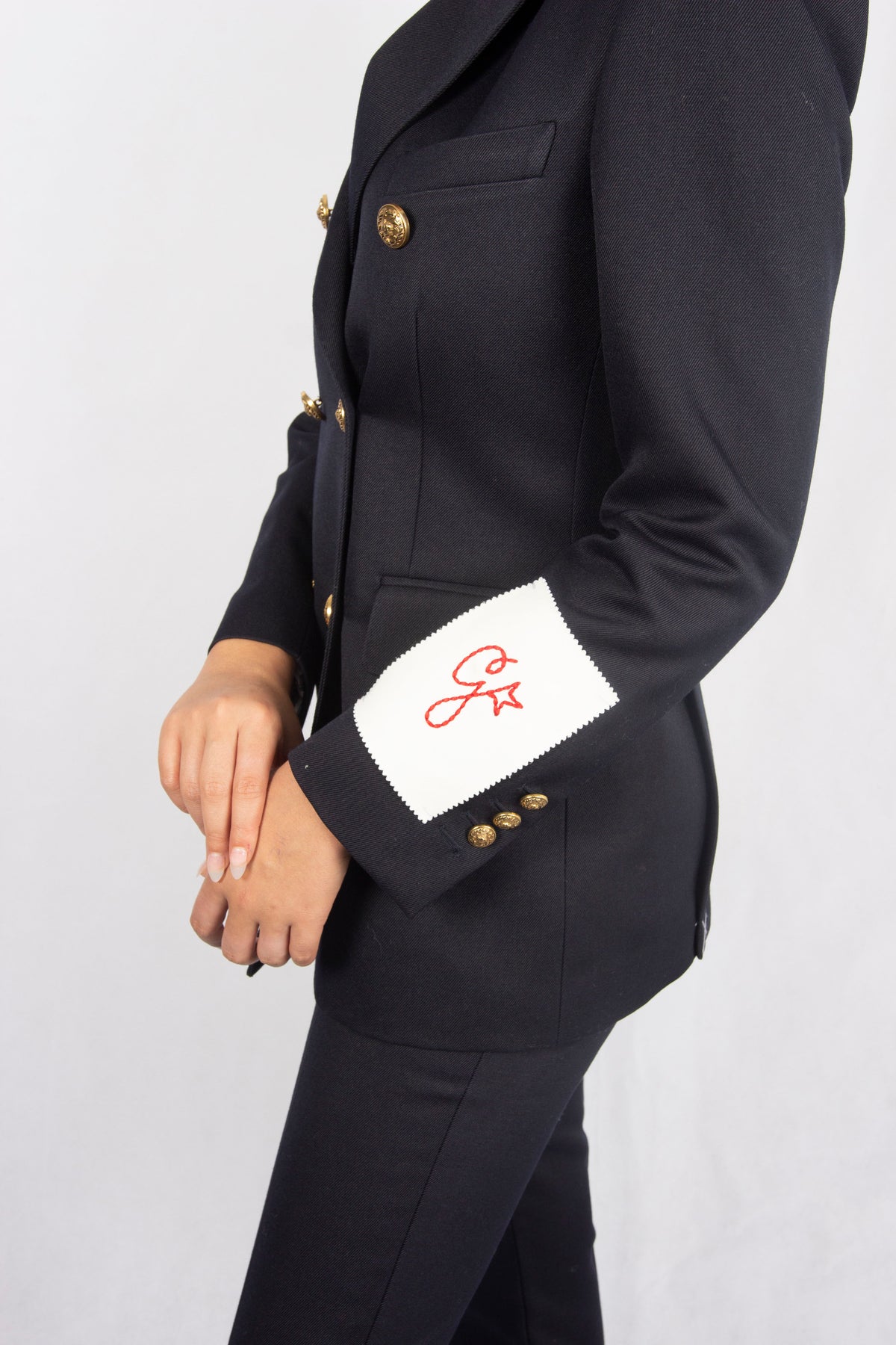 GG Golden Wool Blazer in Dark Blue