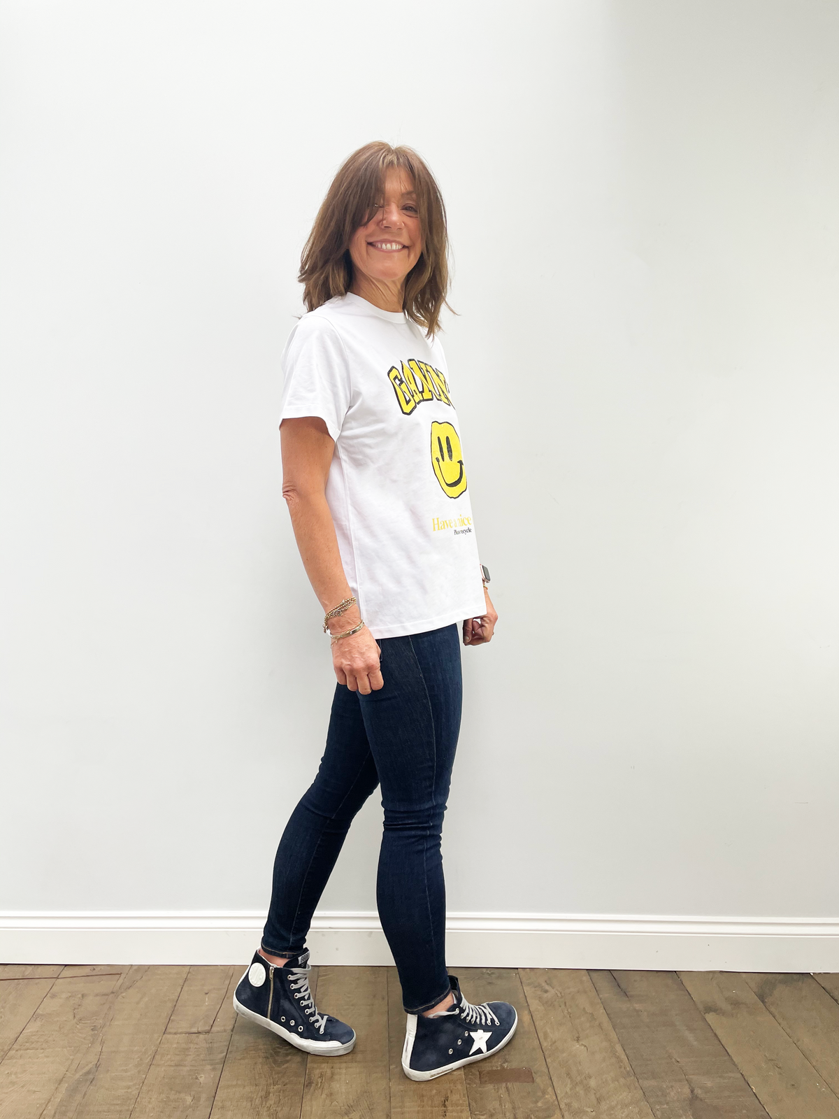 GANNI T2731 Basic Cotton Logo Tee in White