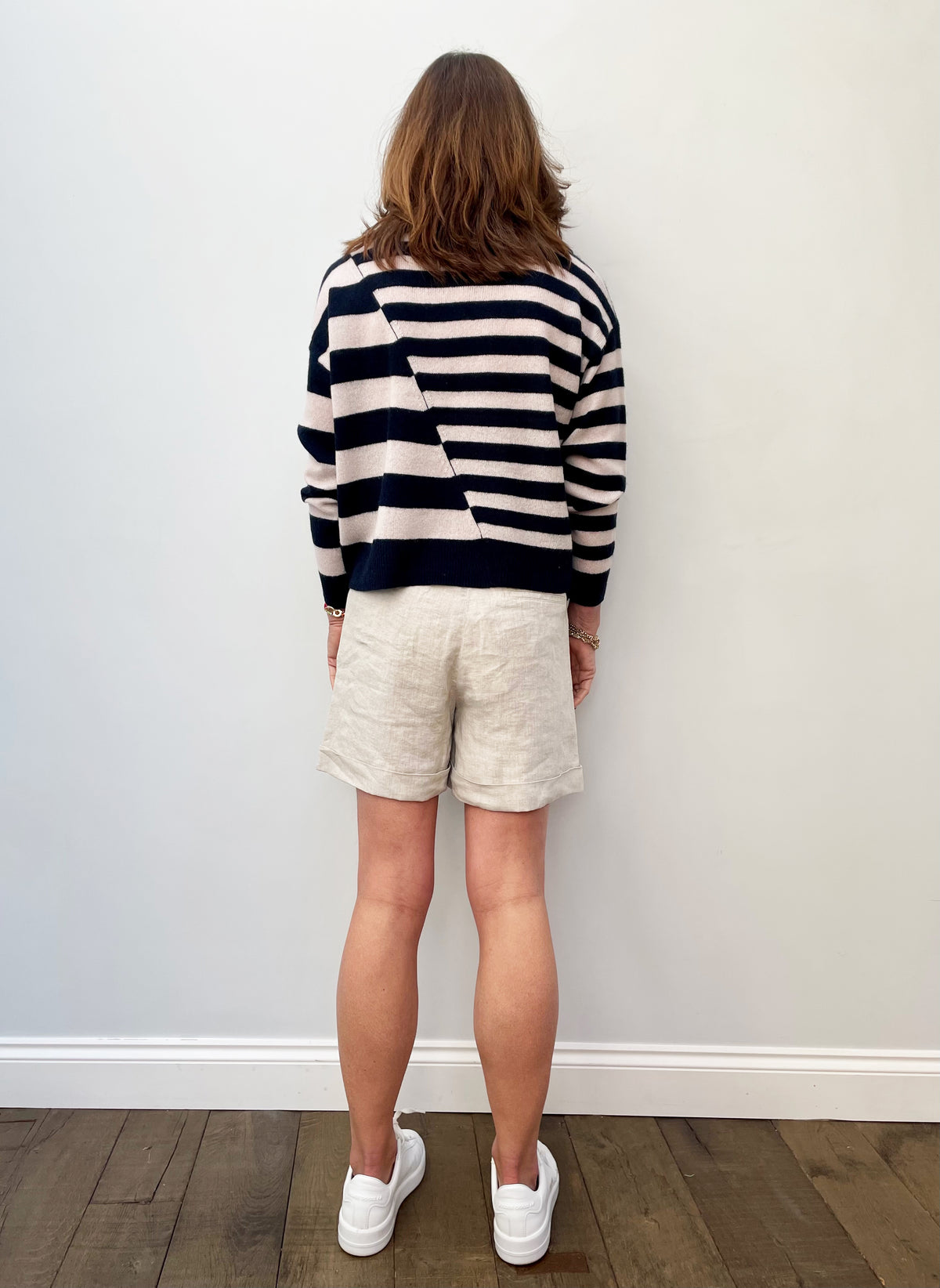 360 Azaleya Mix Striped Knit in Navy, Bique, Nectarine