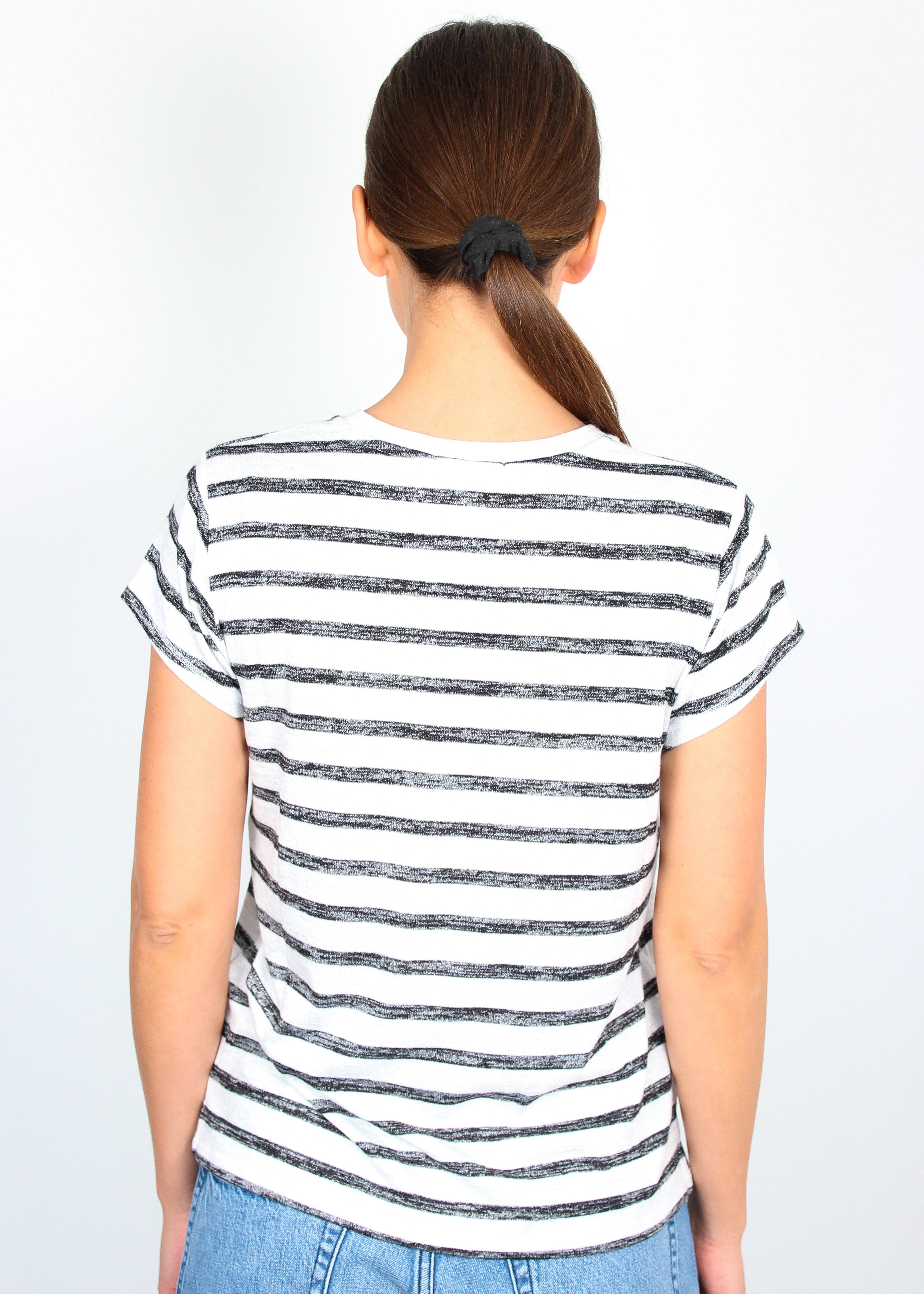 Rag & Bone The Knit Stripe Tee in Grey