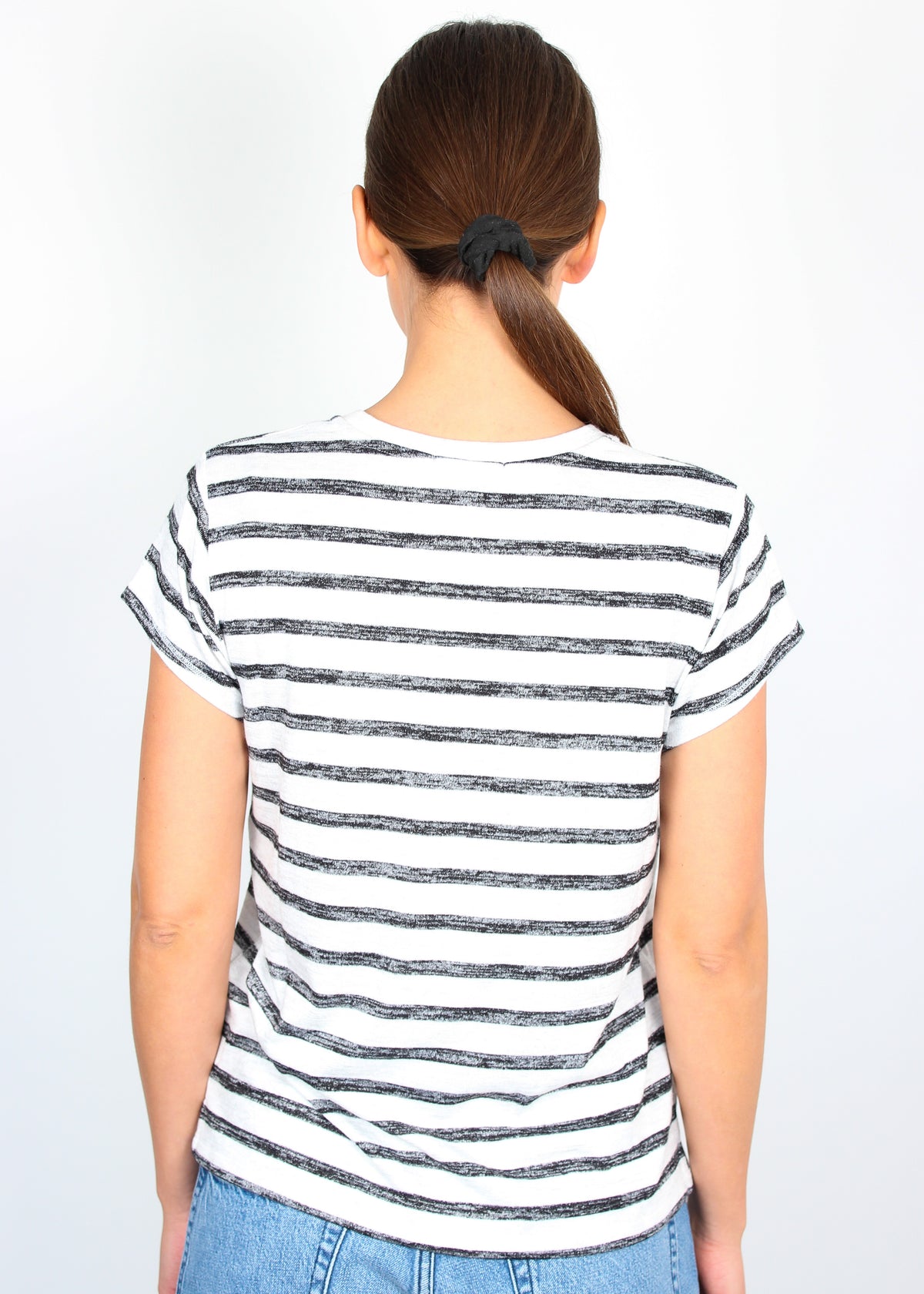 Rag & Bone The Knit Stripe Tee in Grey