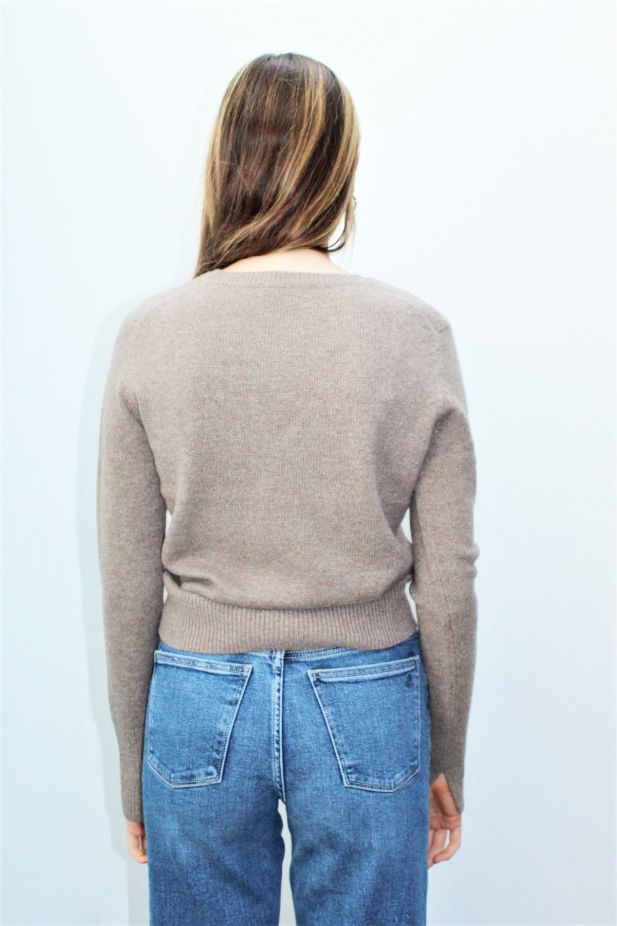 JOSEPH V-neck Pure Cashmere in Taupe