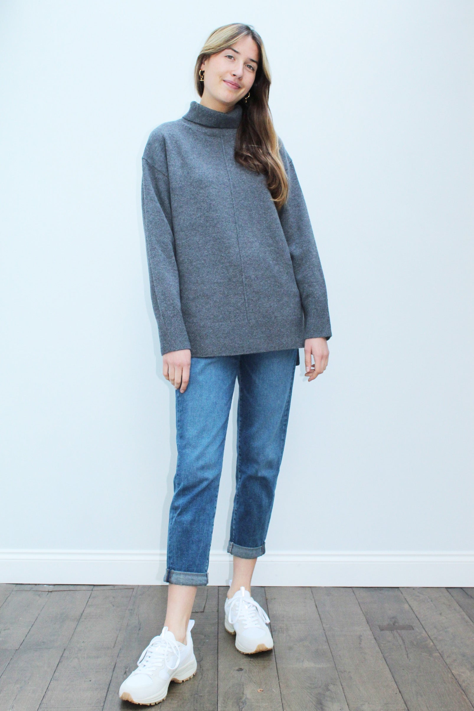 JOSEPH High Neck Jumper in Nickel