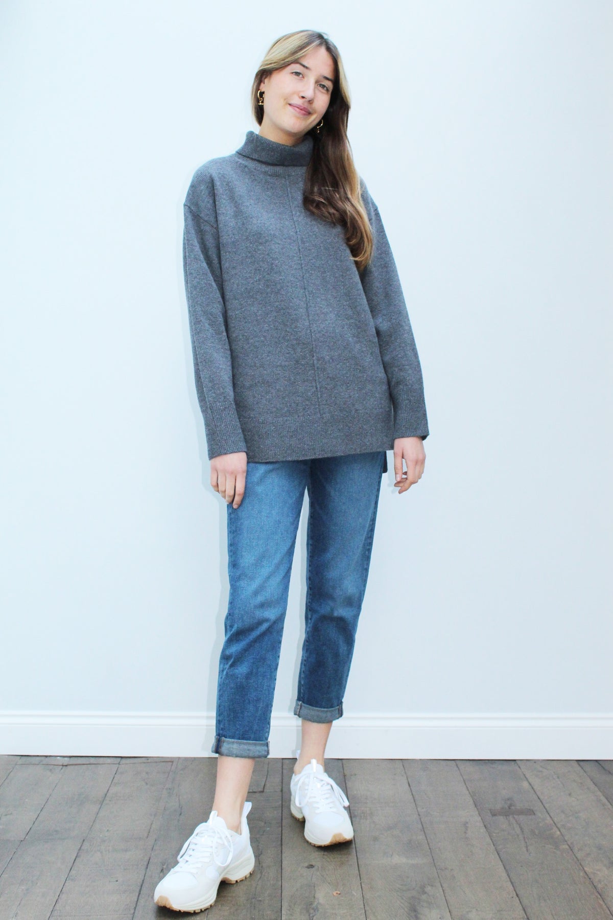JOSEPH High Neck Jumper in Nickel