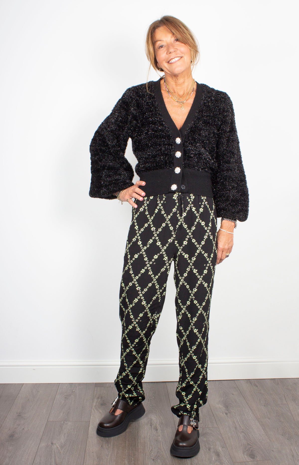 GANNI K1638 Sparkle Cardigan in Black