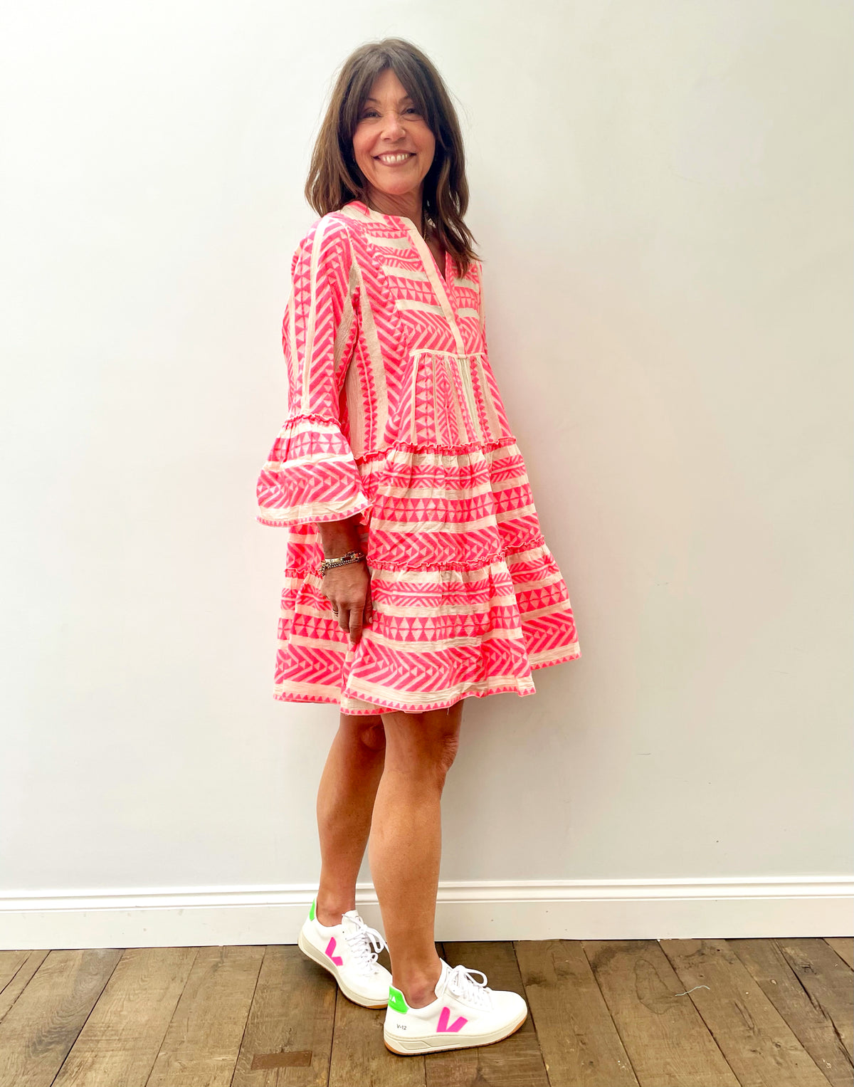 D Ella Short Dress in Neon Pink