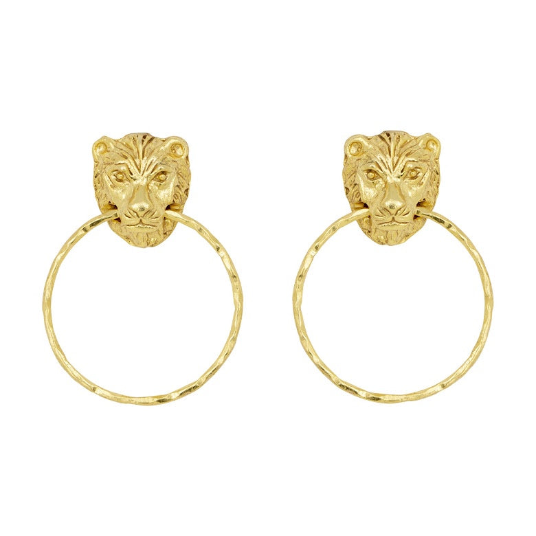 Ashiana JEI09324 Lion Stud Small Hoop Earrings