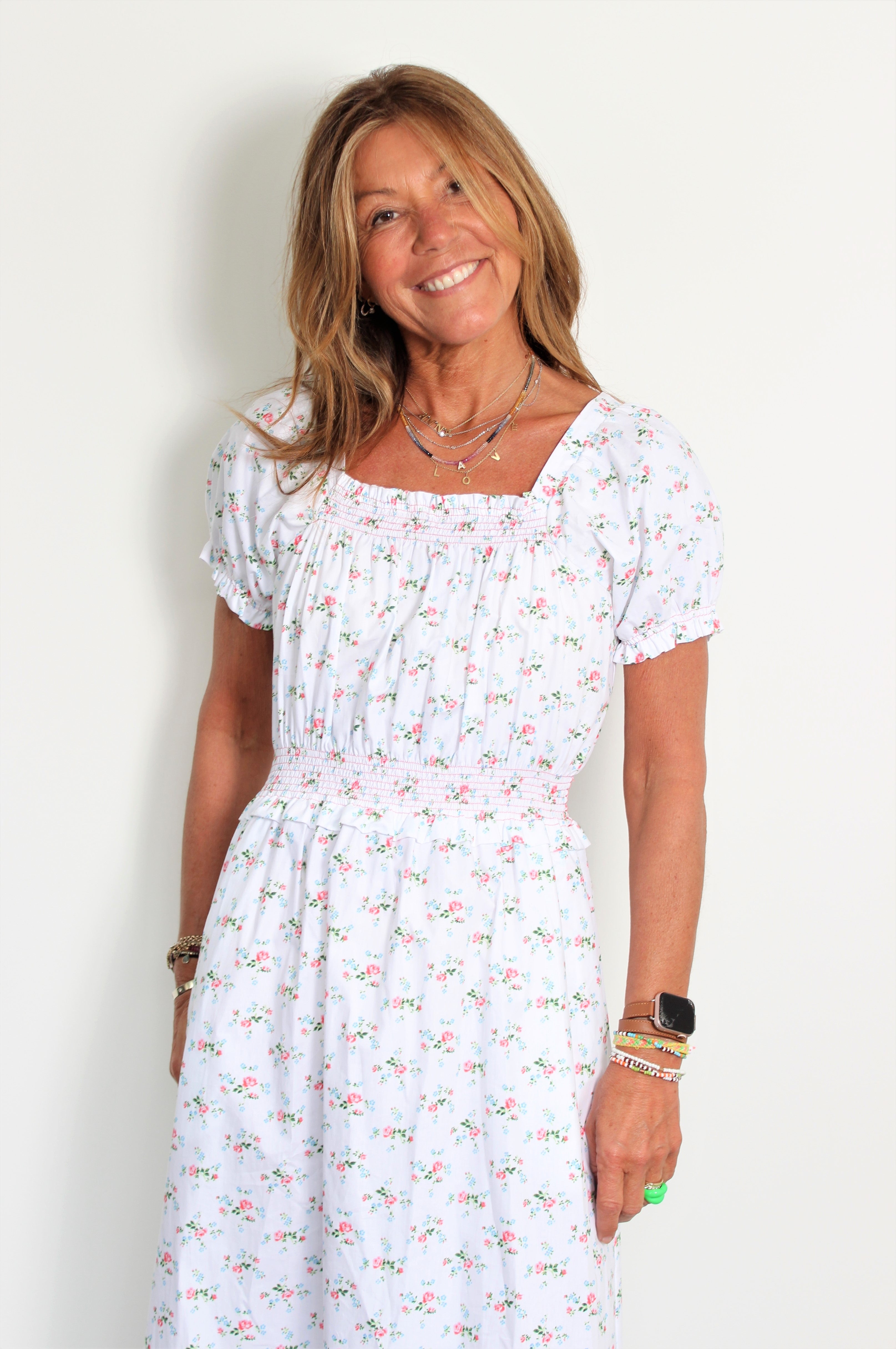 Loretta Caponi Stefania rose-print cotton maxi dress