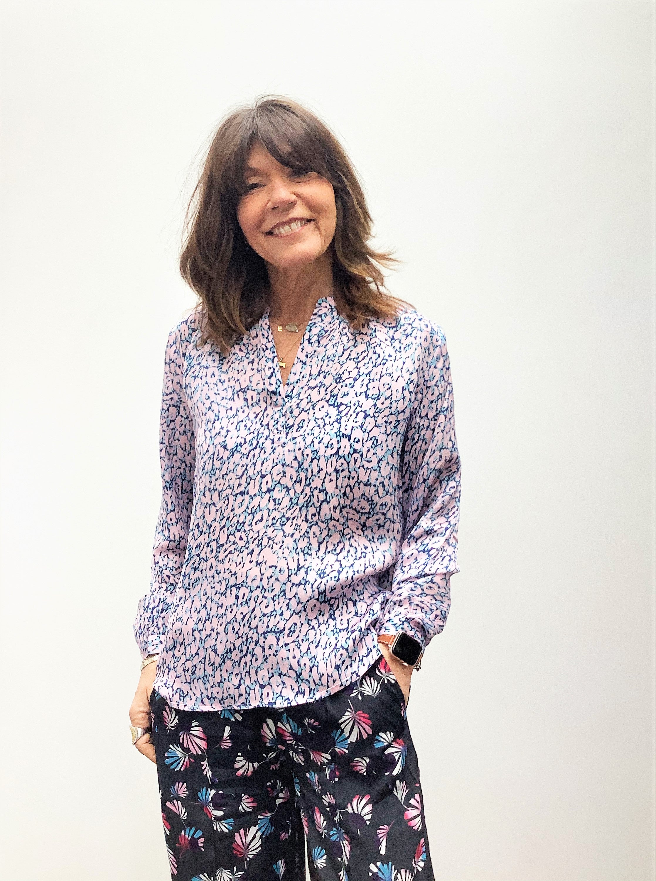 PPL Sandy Open Shirt in Leo Leo 01 Pink/Blue