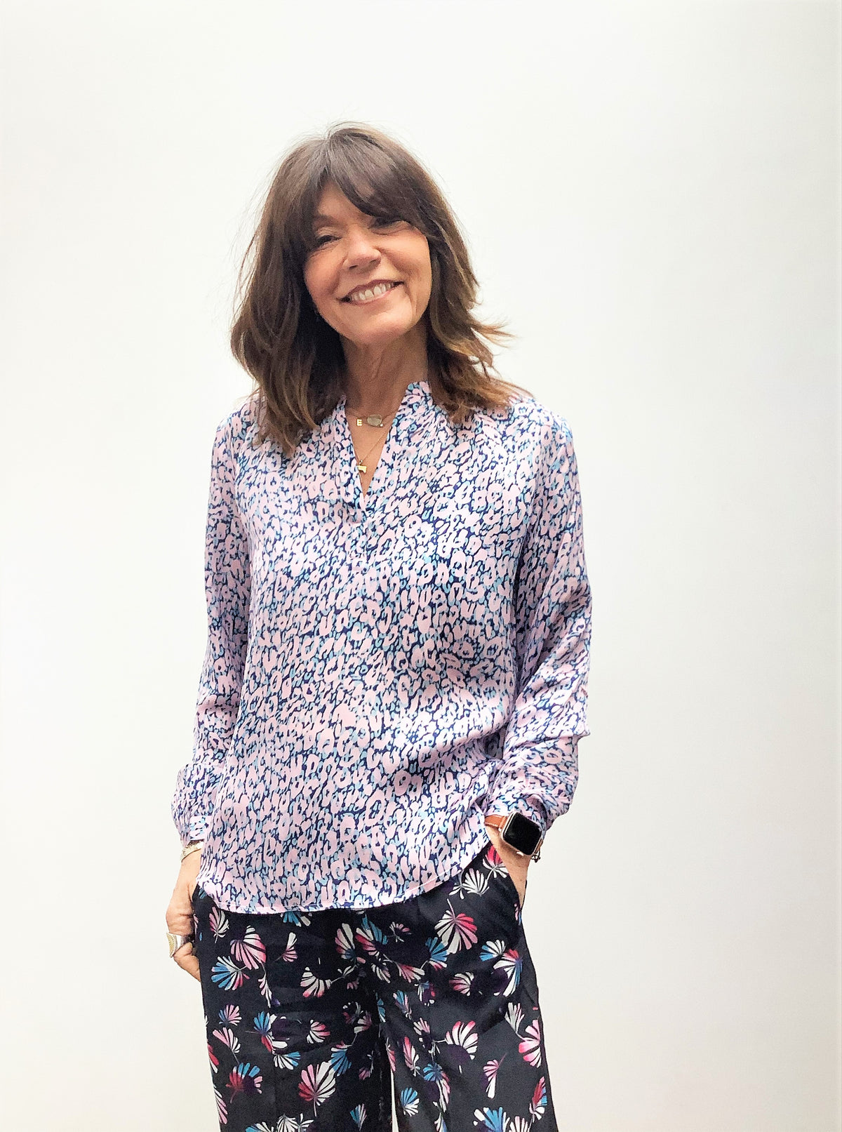 PPL Sandy Open Shirt in Leo Leo 01 Pink/Blue