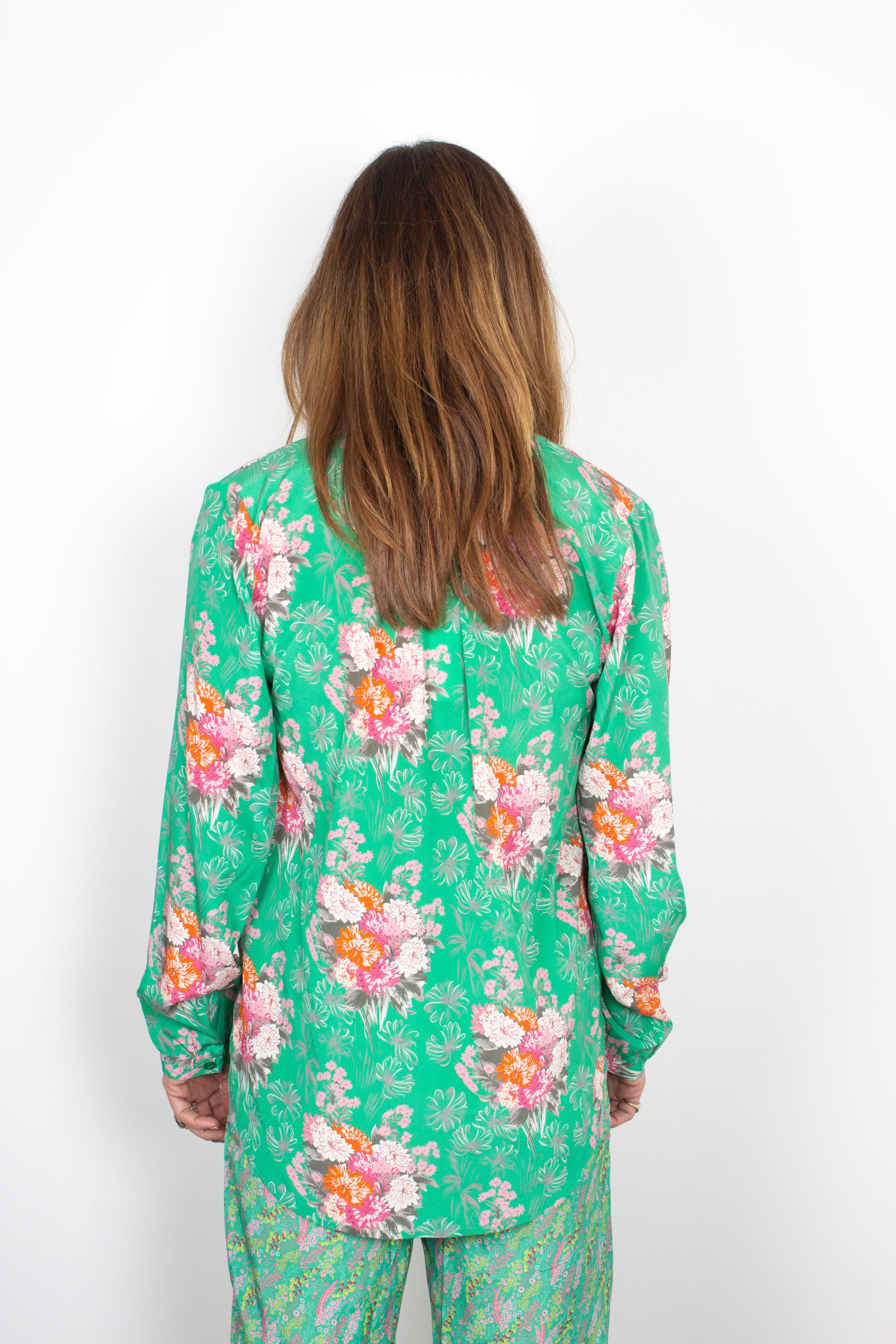 Primrose Park London Sandy bouquet-print silk shirt