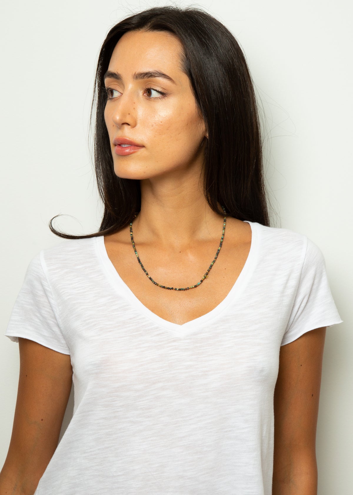 HABAHA Avery Beaded Necklace with Discs in Dark Mix