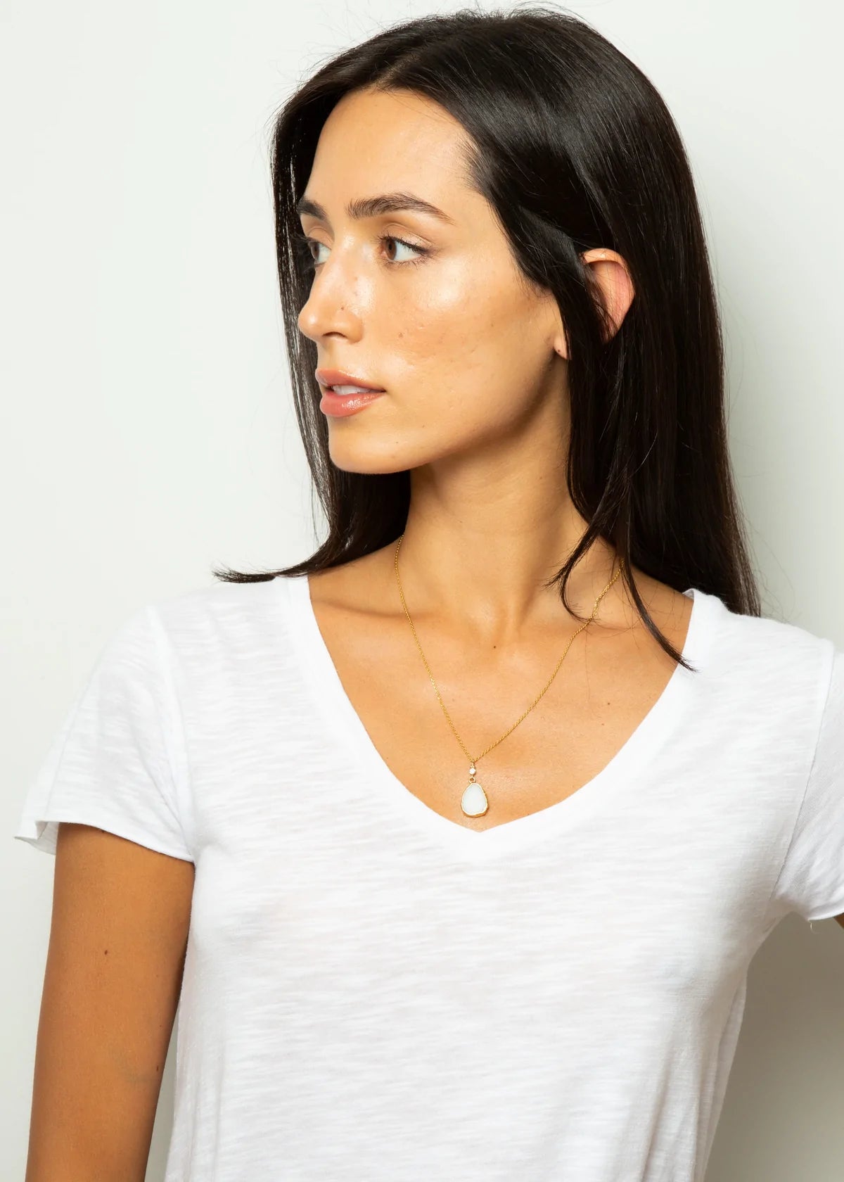 HANKA Kara 2 Necklace in White Agate