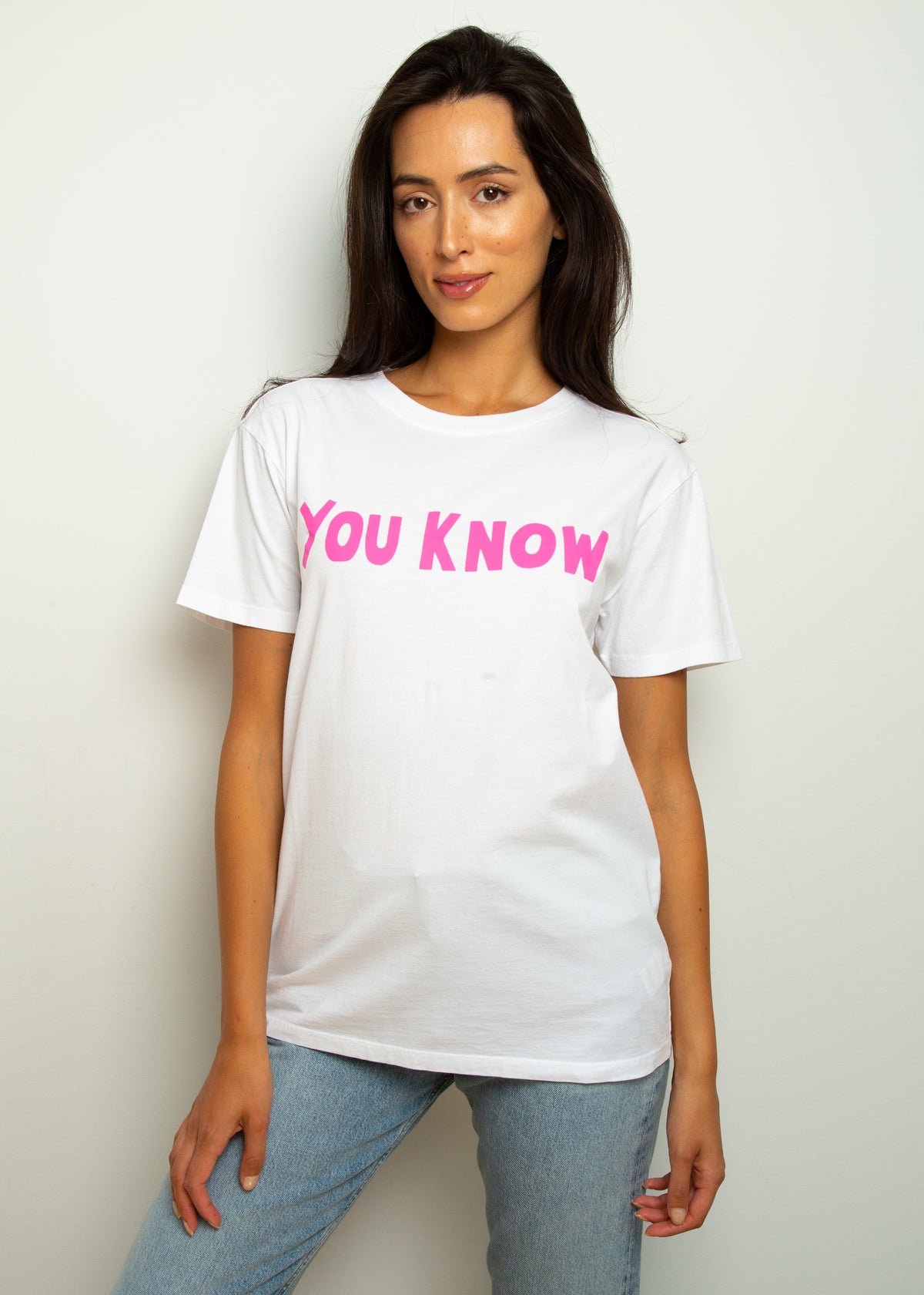 BF You Know Tee in White, Pink