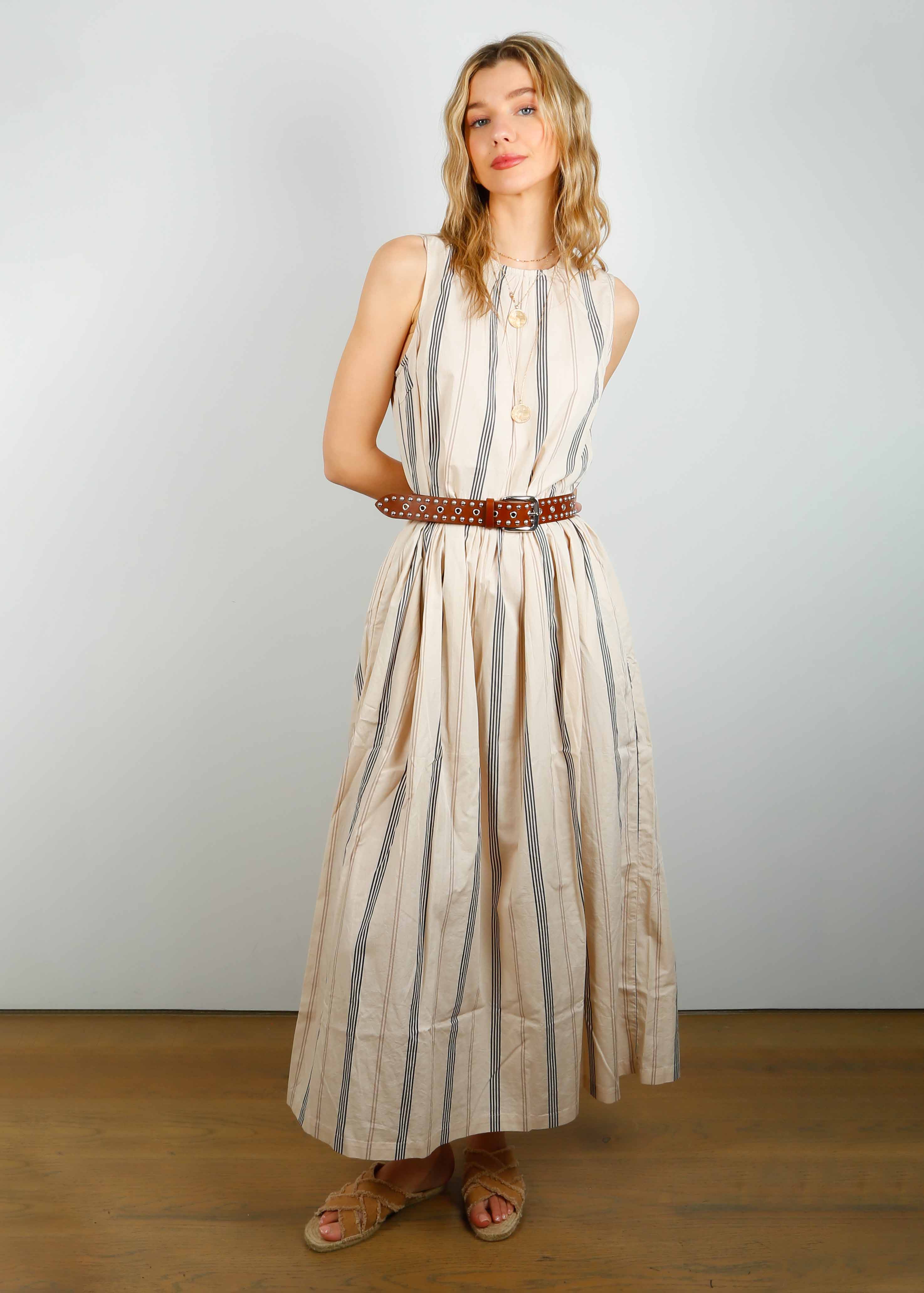 SLF Mita Dress in Sandshell Stripe