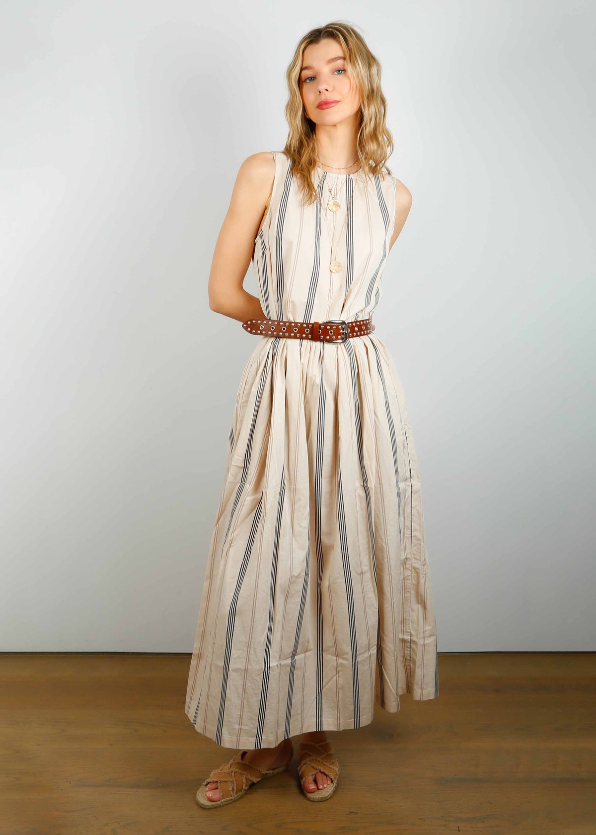 SLF Mita Dress in Sandshell Stripe