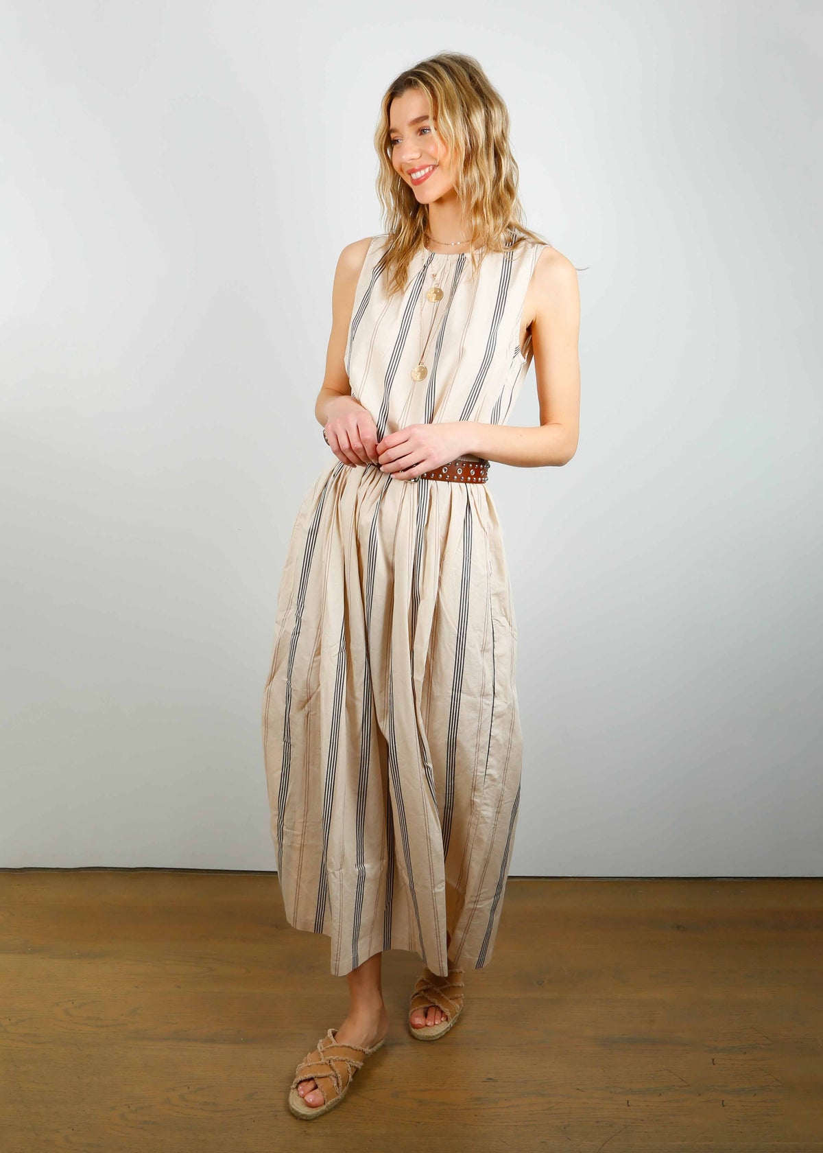 SLF Mita Dress in Sandshell Stripe